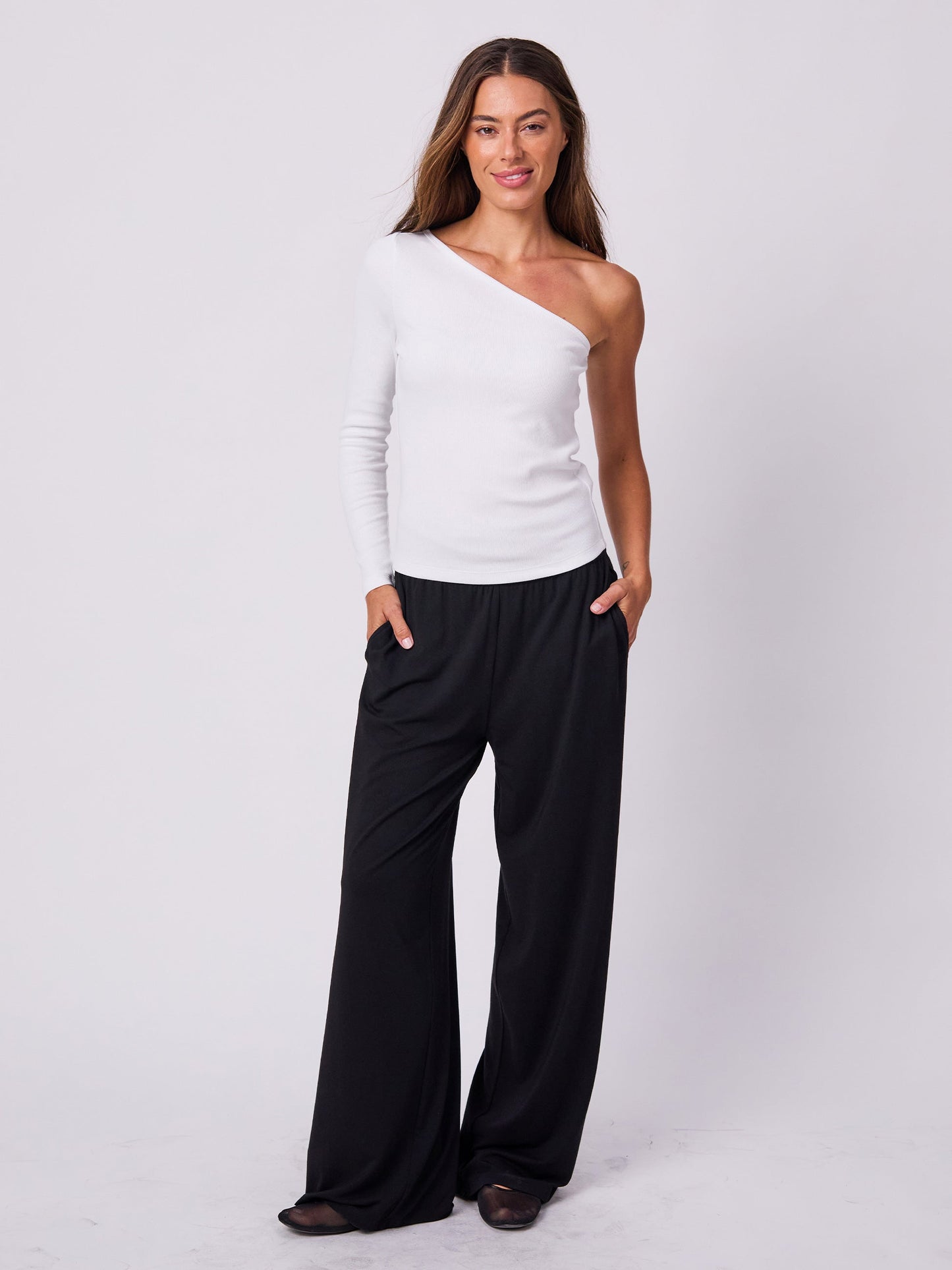 Asymmetric Organic Cotton Long Sleeve - White