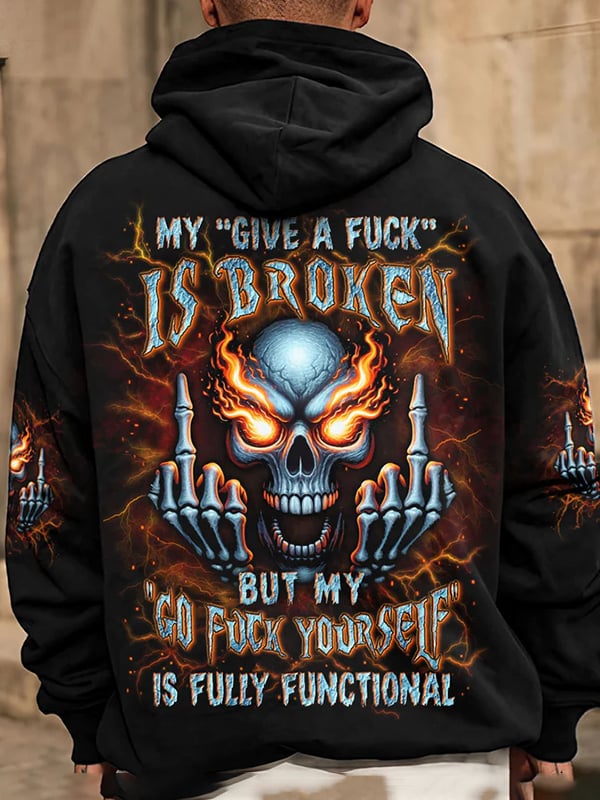 Men's Trendy Skull Print Pocket Hoodie