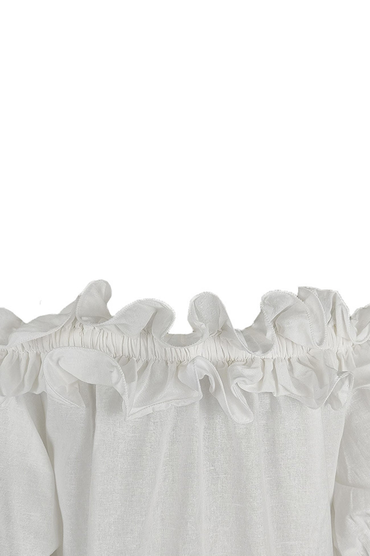 Ruffled Off Shoulder Puff Sleeve Slit Dress