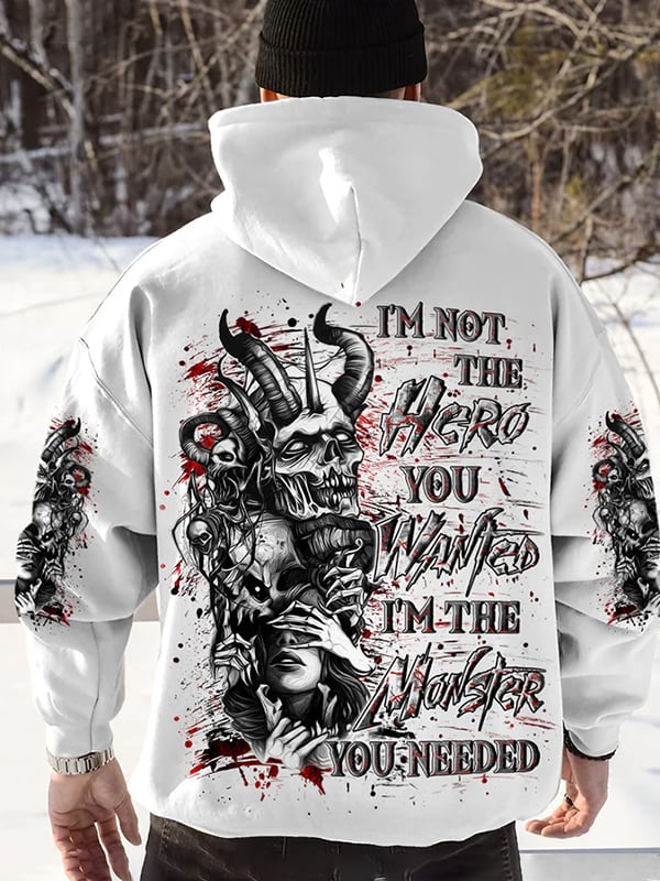 Men's Trendy Skull Print Pocket Hoodie