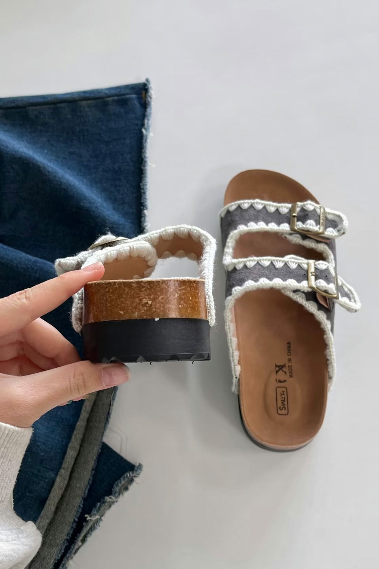 Candy Color Embroidery Platform Sandals