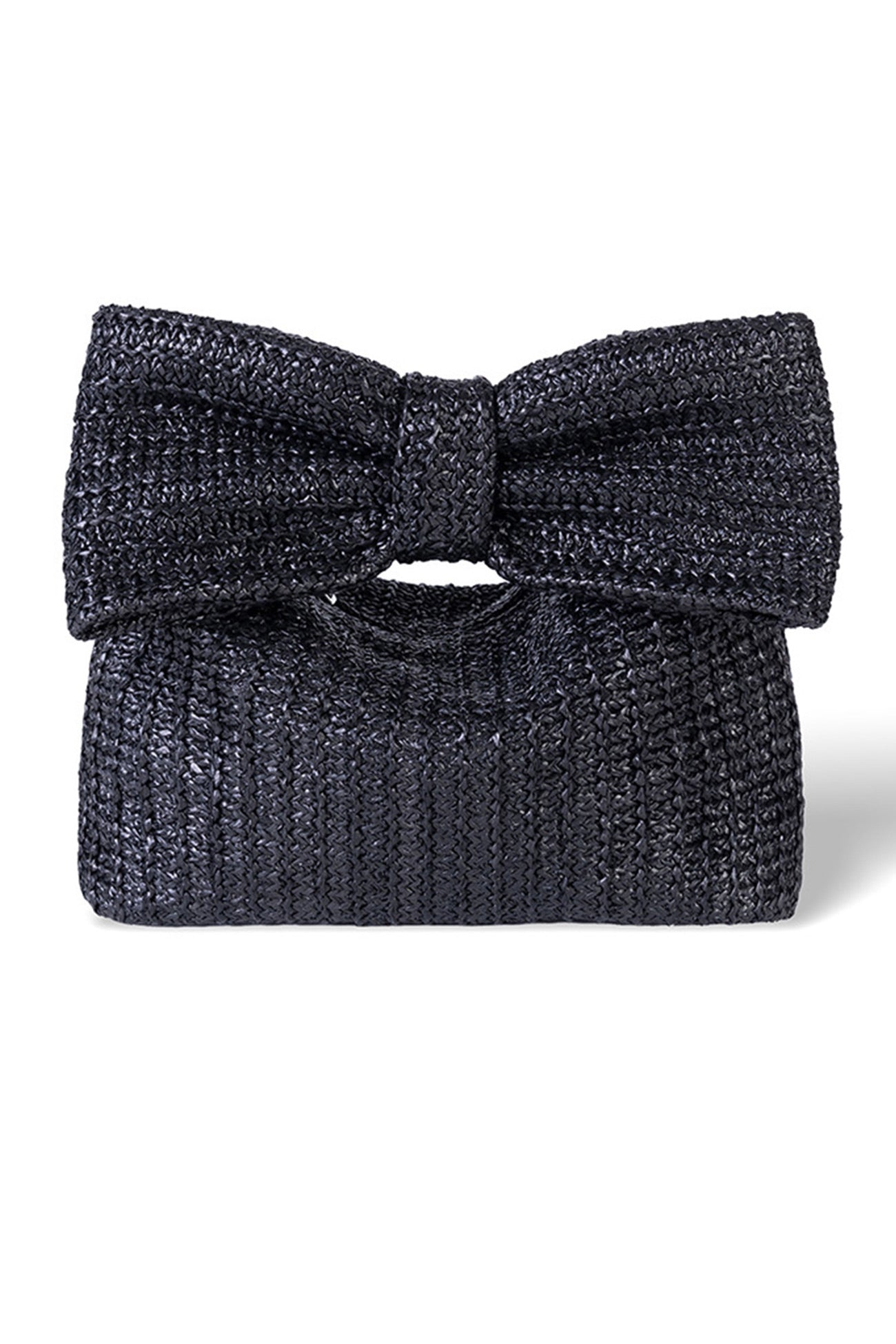 Bow Hand Made Straw Woven Clutch