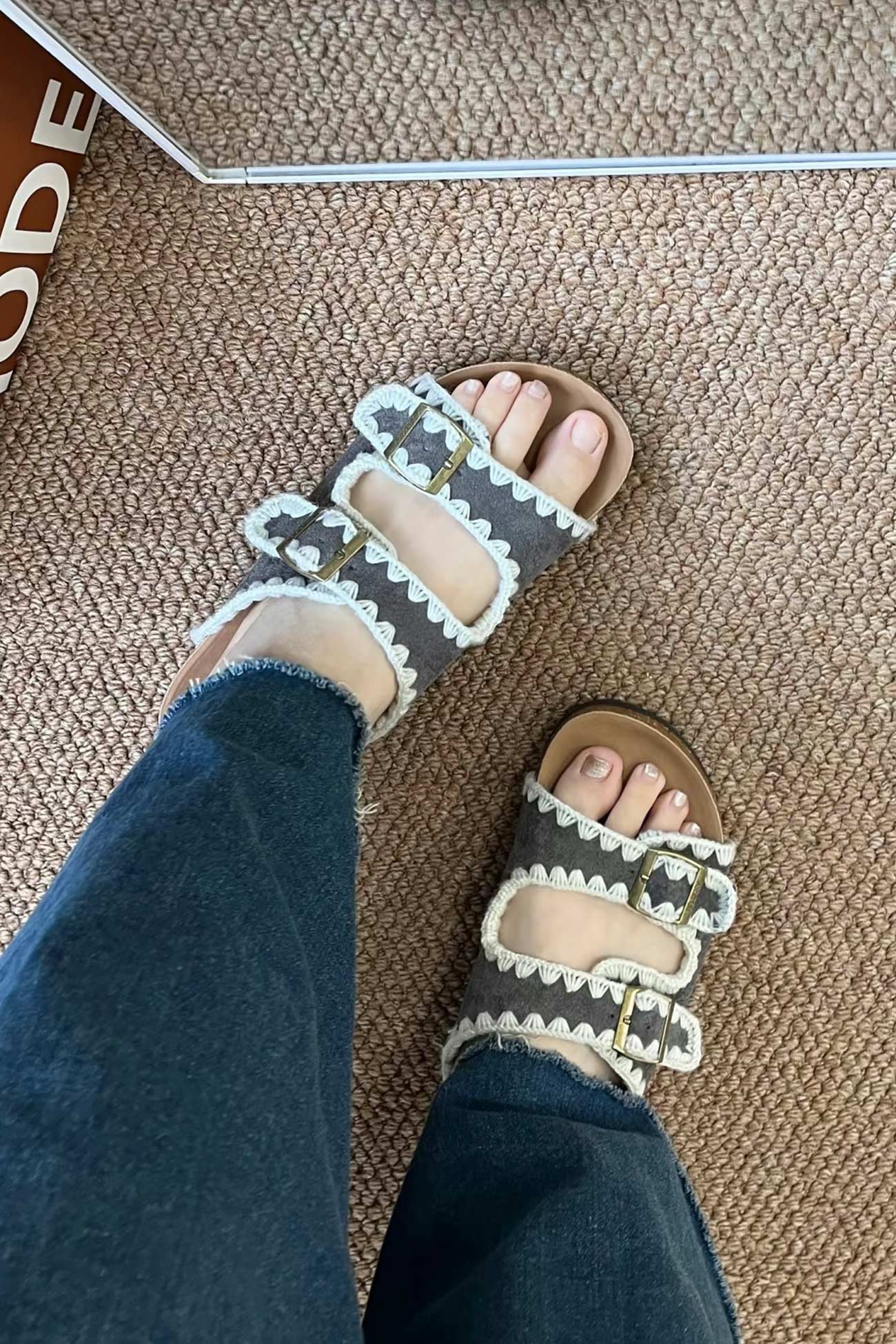 Candy Color Embroidery Platform Sandals