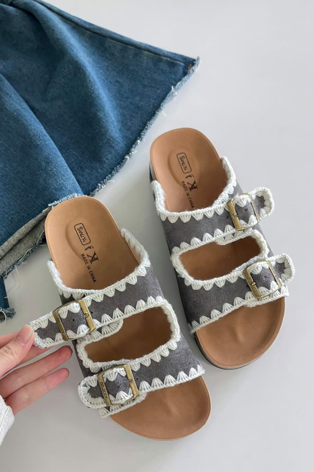 Candy Color Embroidery Platform Sandals