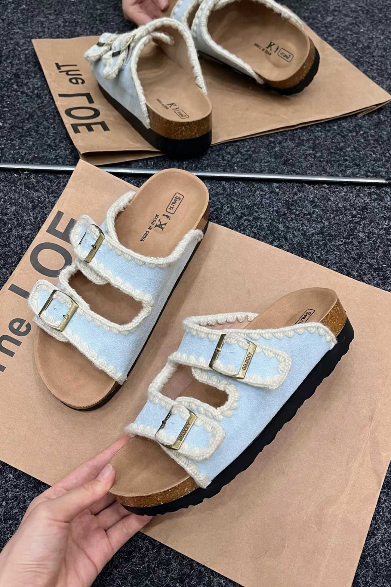 Candy Color Embroidery Platform Sandals