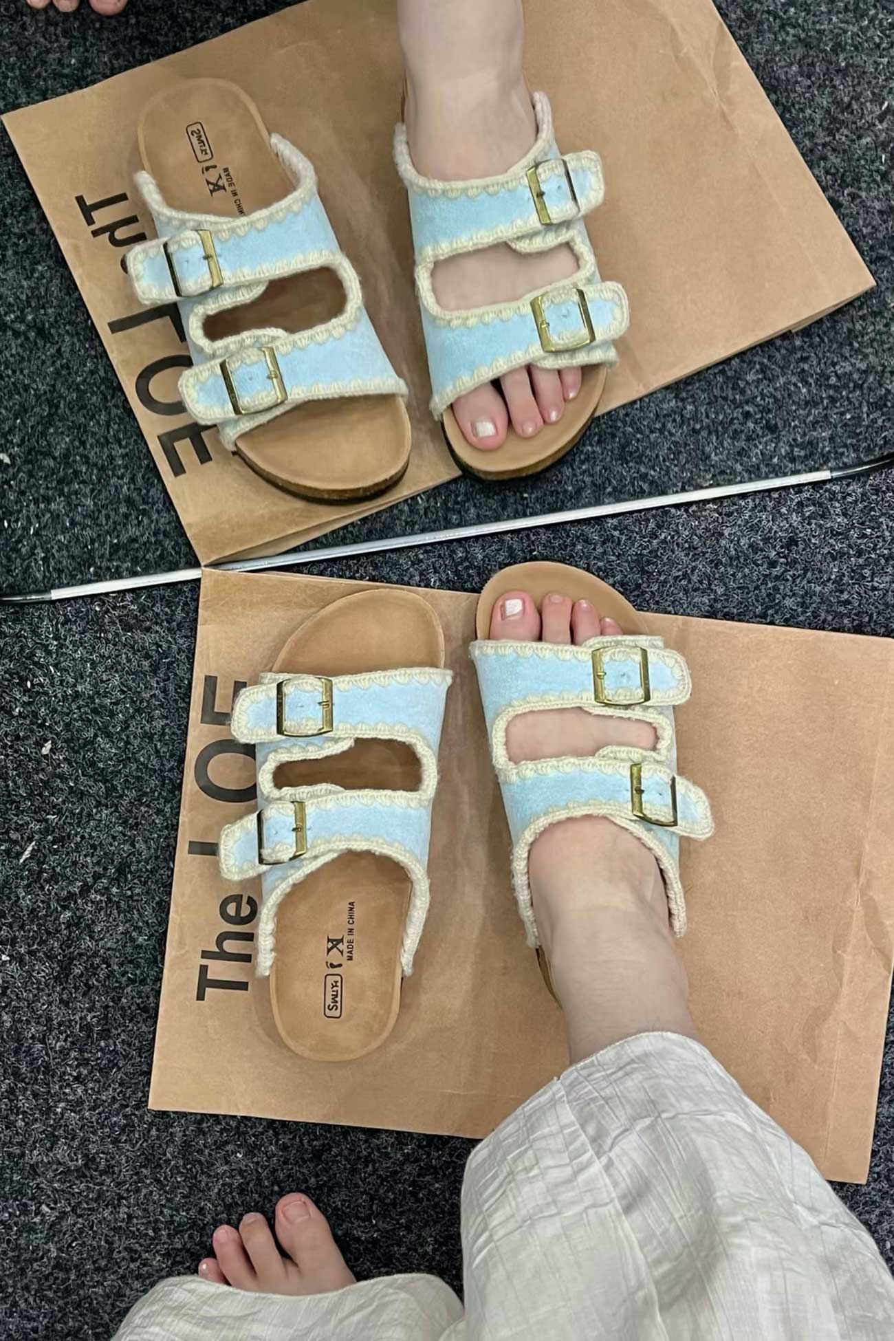 Candy Color Embroidery Platform Sandals