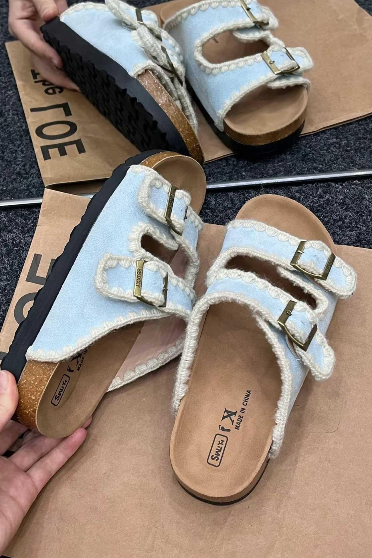 Candy Color Embroidery Platform Sandals