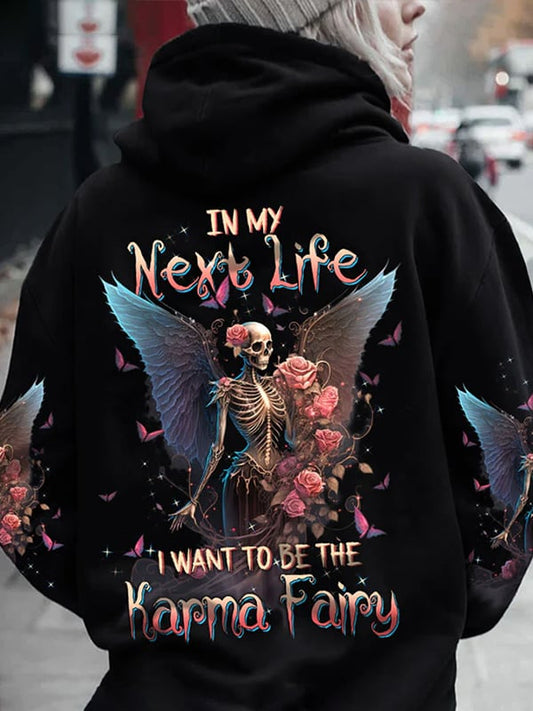 Women's Trendy Skull Floral Print Pocket Hoodie