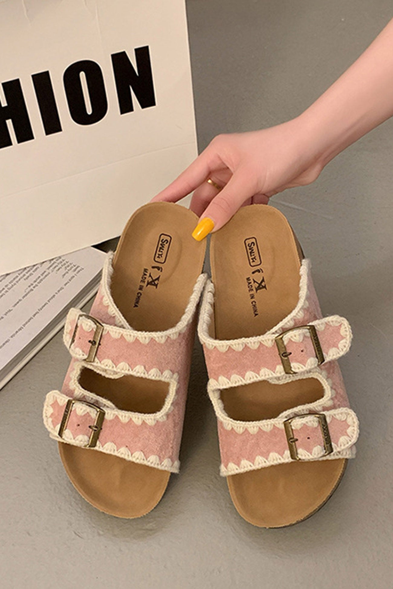 Candy Color Embroidery Platform Sandals