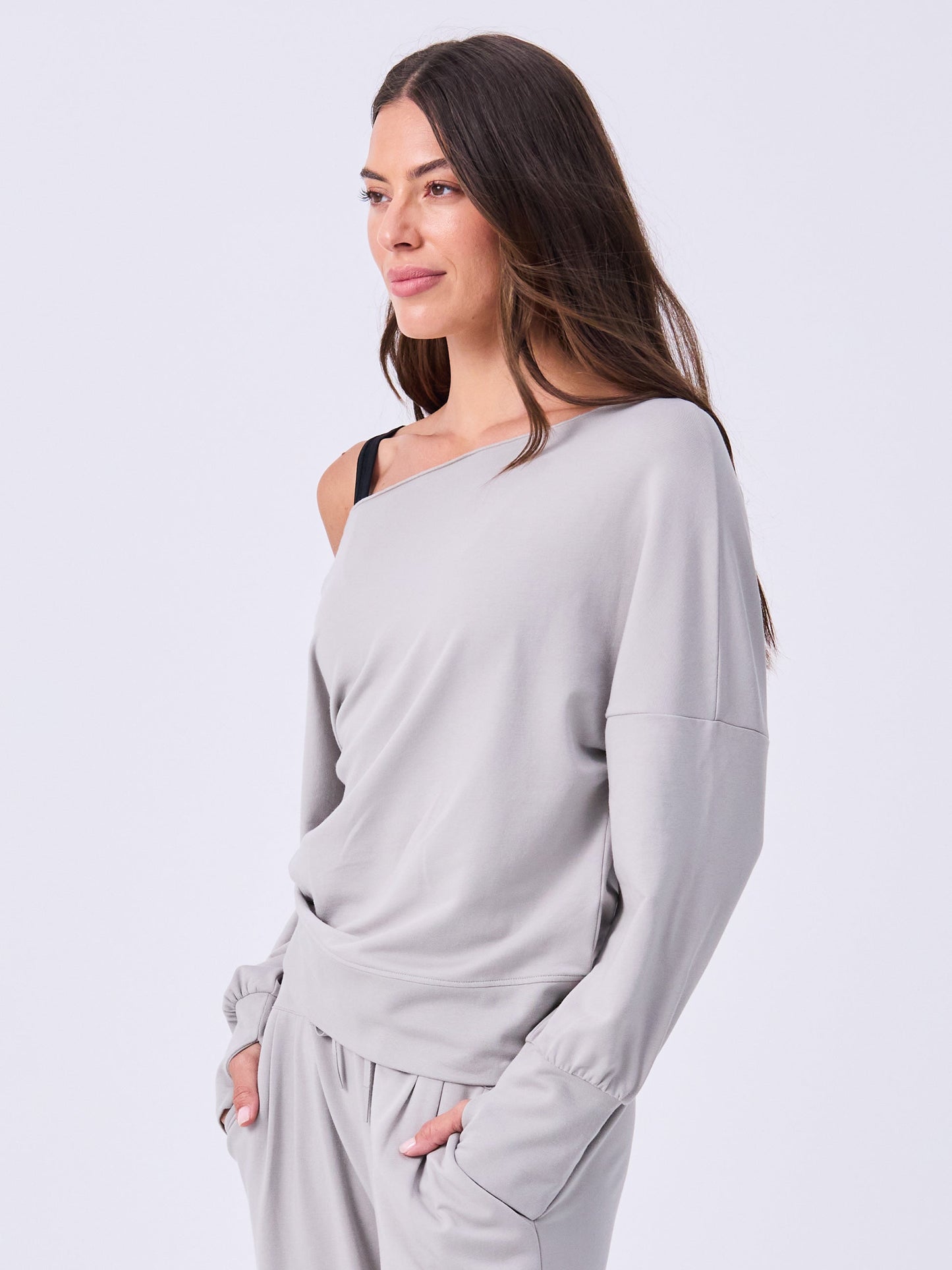 French Terry Off Shoulder Sweatshirt  - Paloma