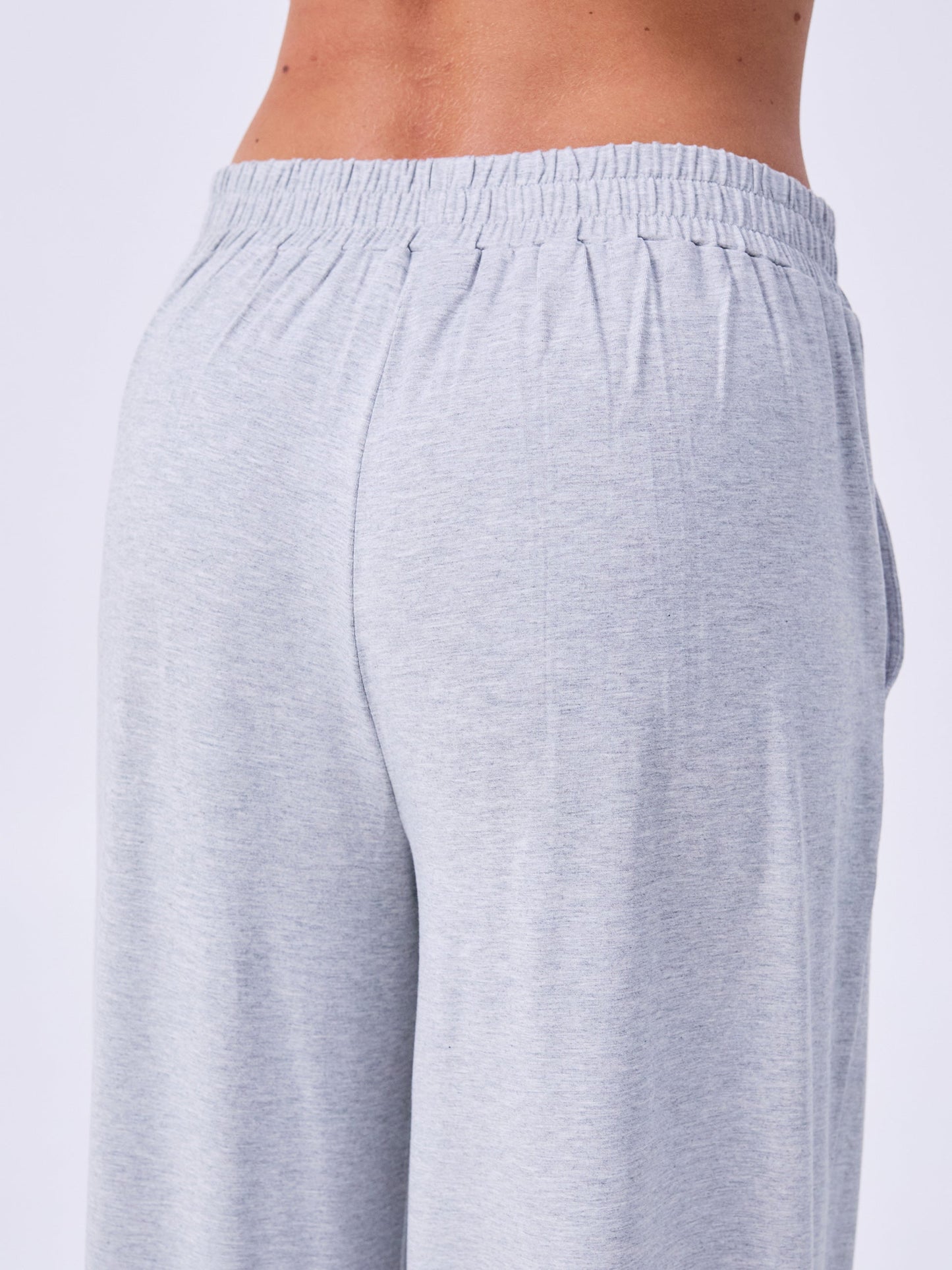 Pleat  Front Wide Leg Pants - Melange Grey