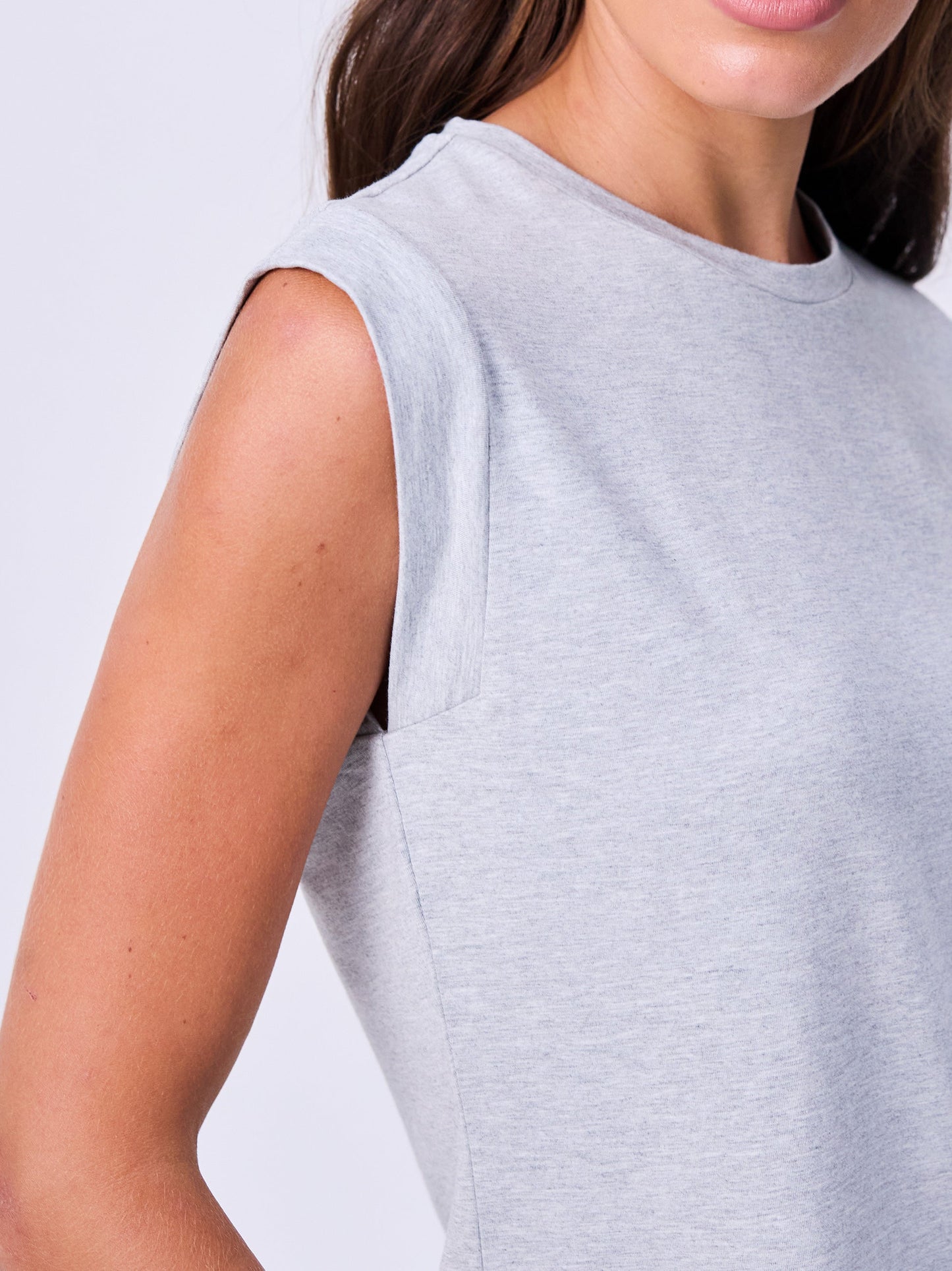 Modal Cap Sleeve Tee - Melange Grey