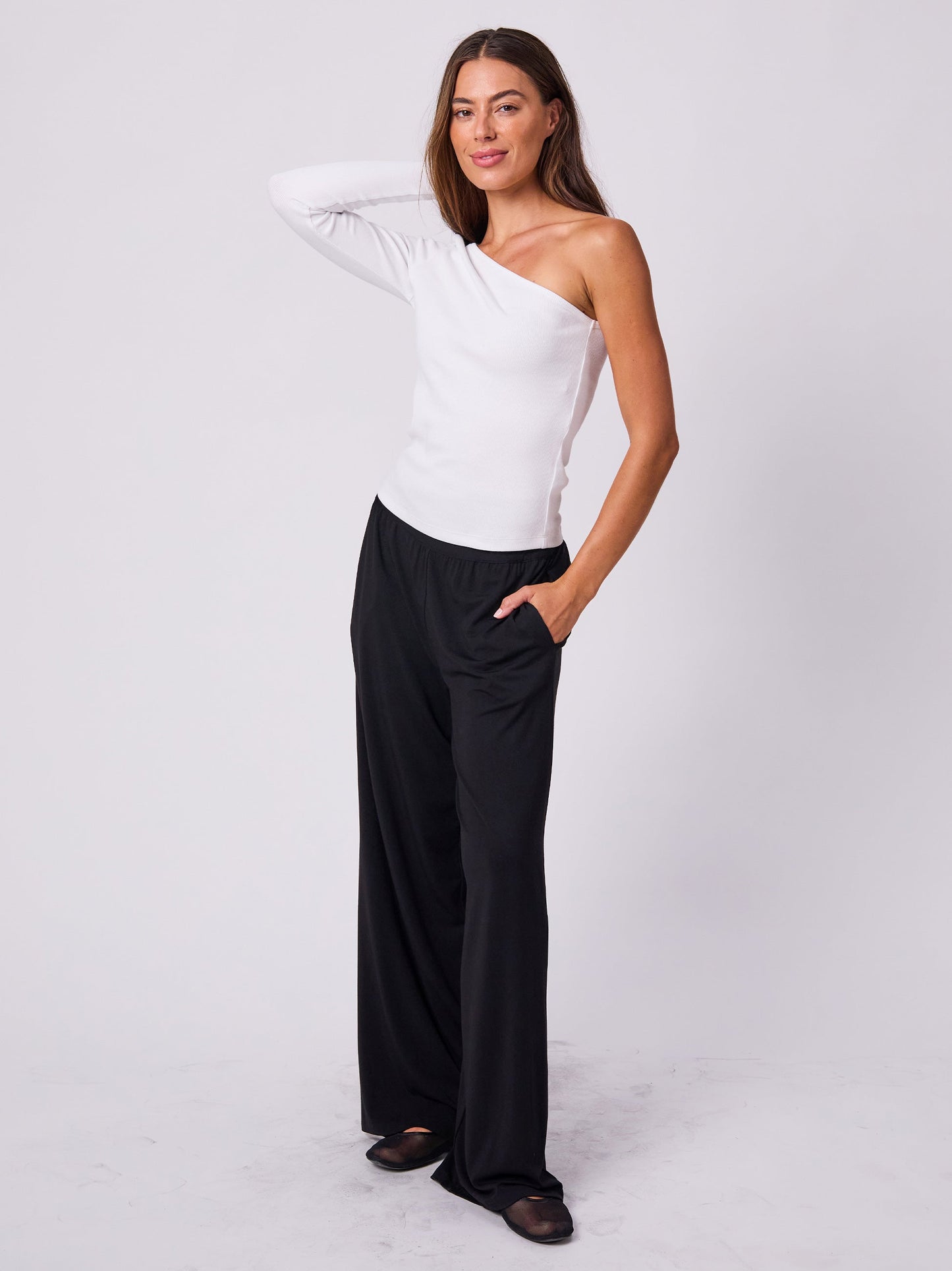 Asymmetric Organic Cotton Long Sleeve  - White