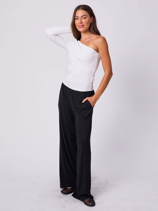 Asymmetric Organic Cotton Long Sleeve  - White