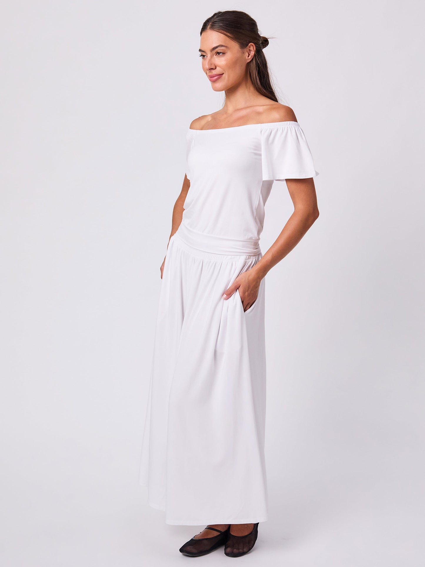 Off Shoulder Bell Sleeve Top - White