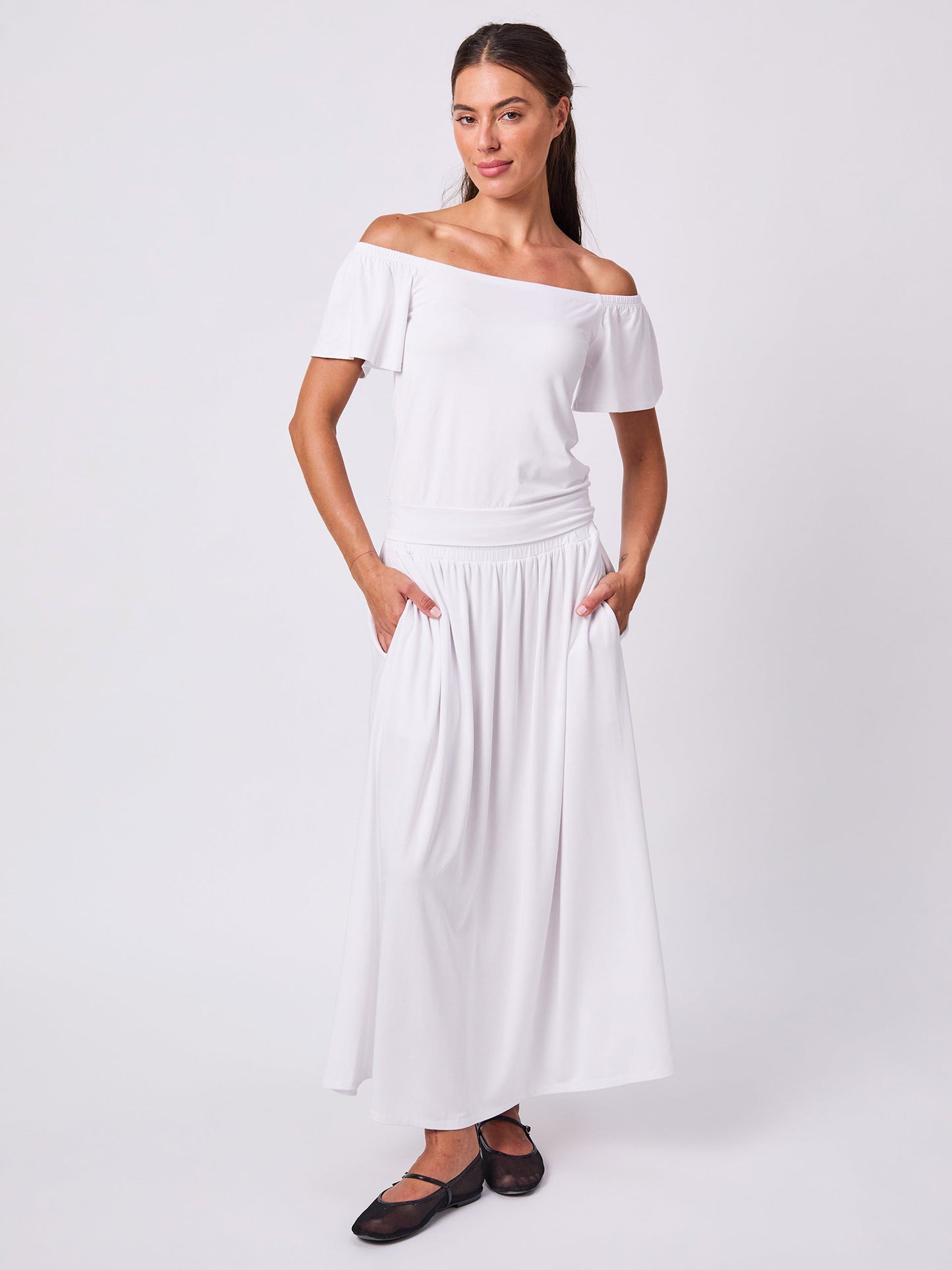 Off Shoulder Bell Sleeve Top - White