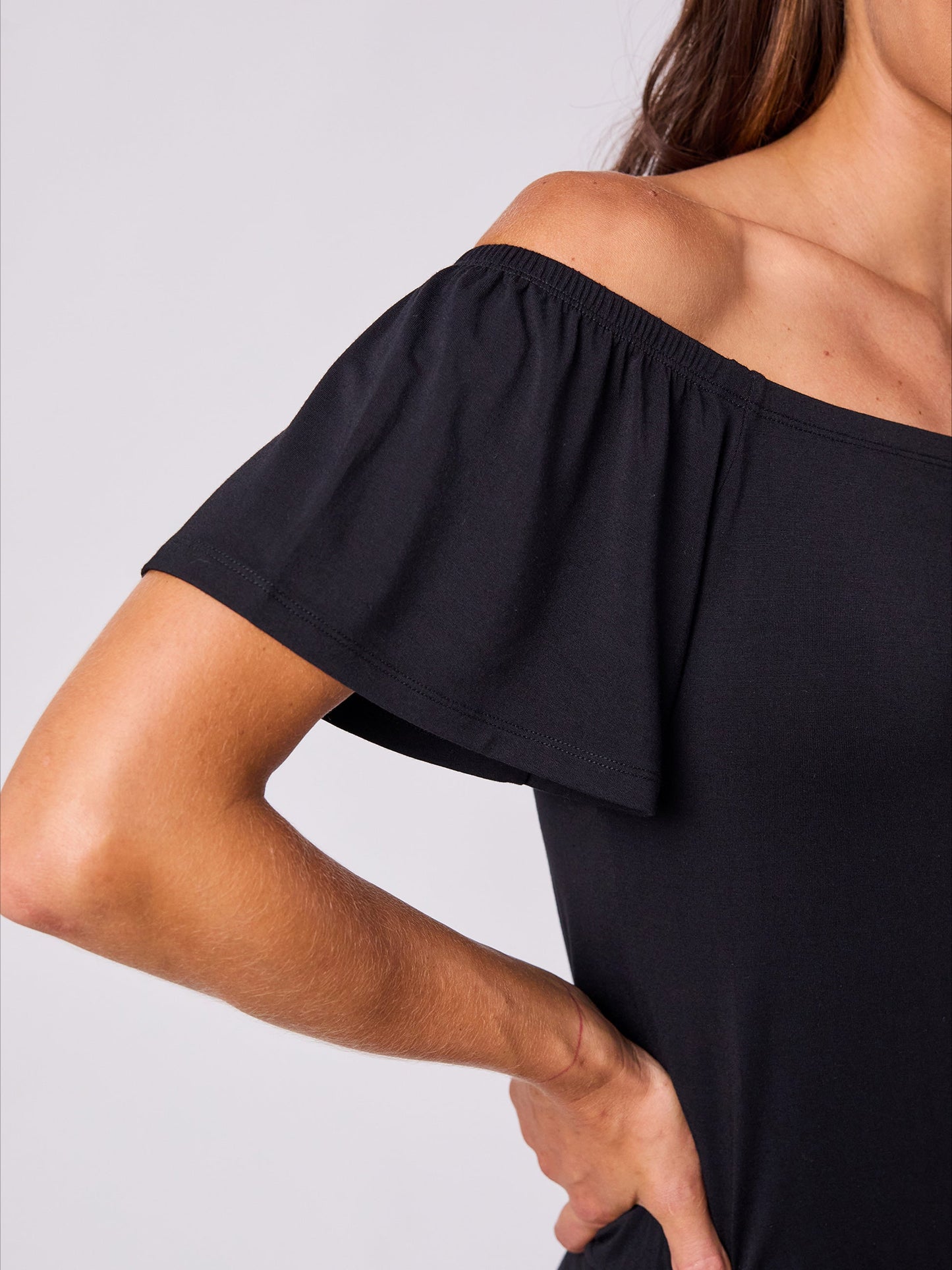 Off Shoulder Bell Sleeve Top - Black