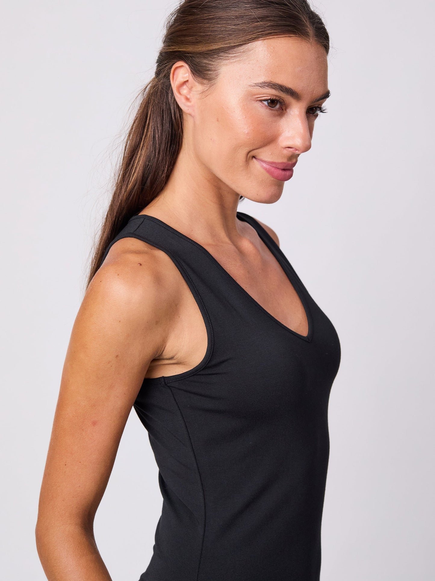 V Neck Maxi Dress - Black