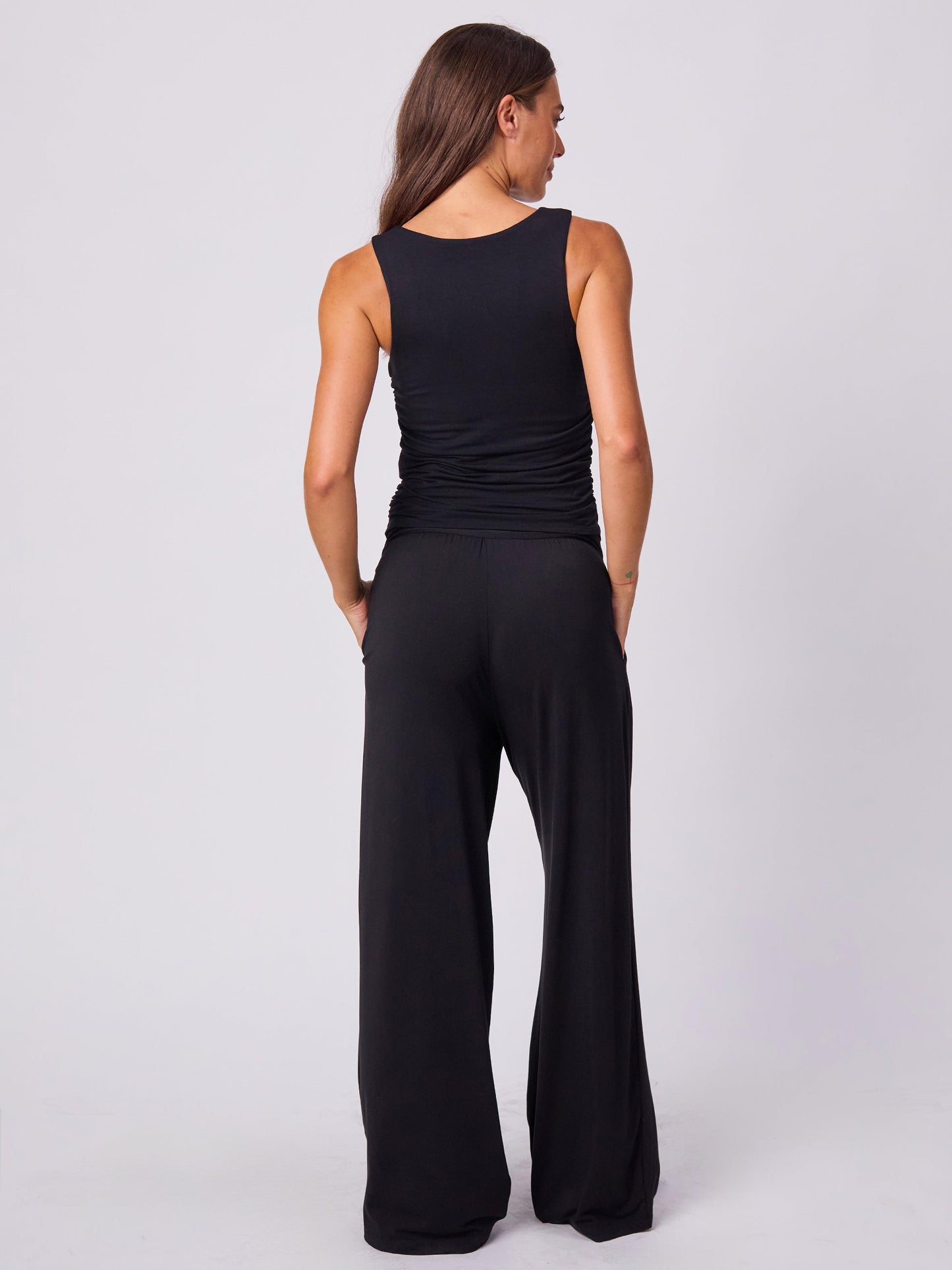 Modal Side Rouch Tee - Black