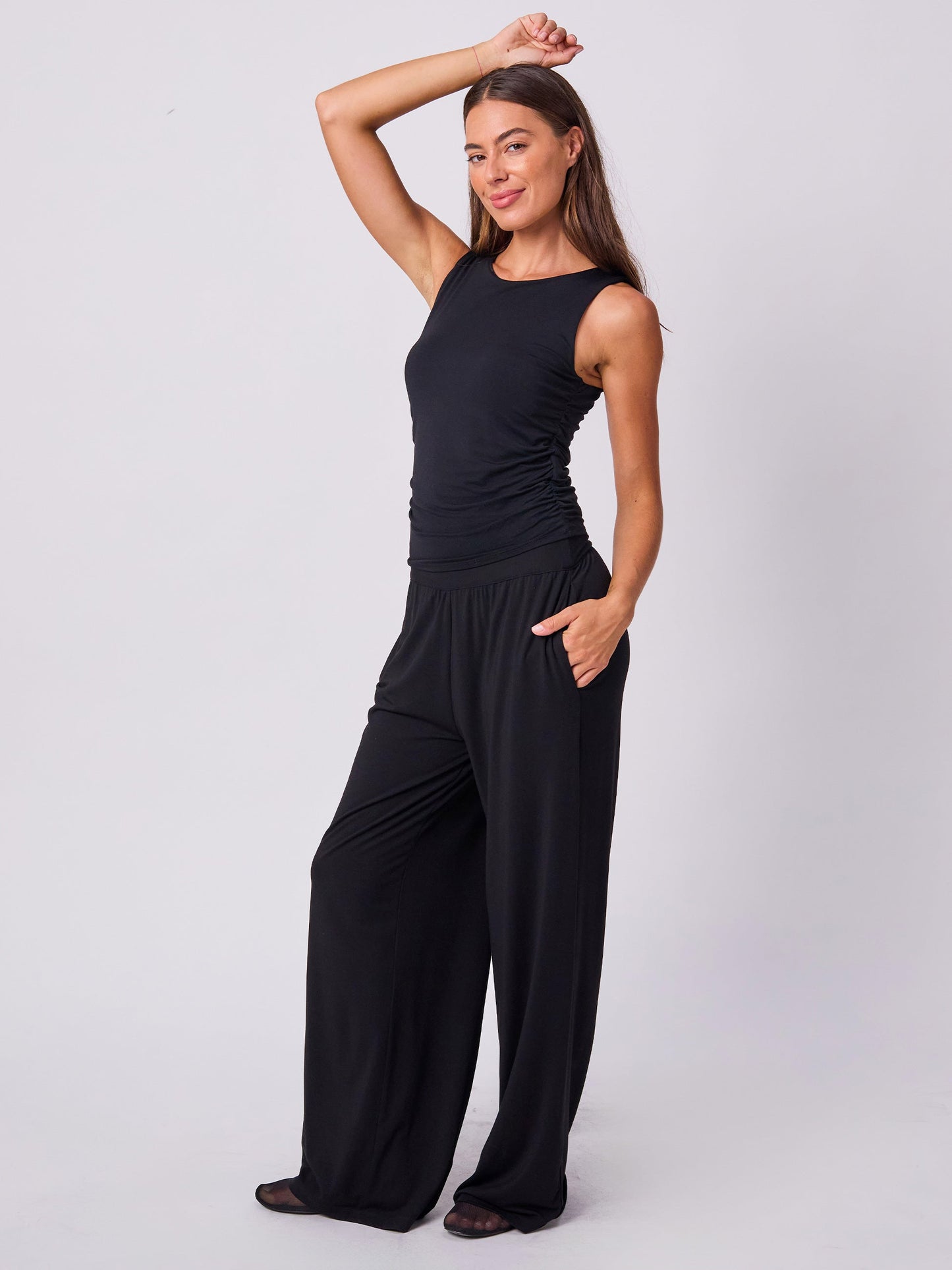 Modal Side Rouch Tee - Black