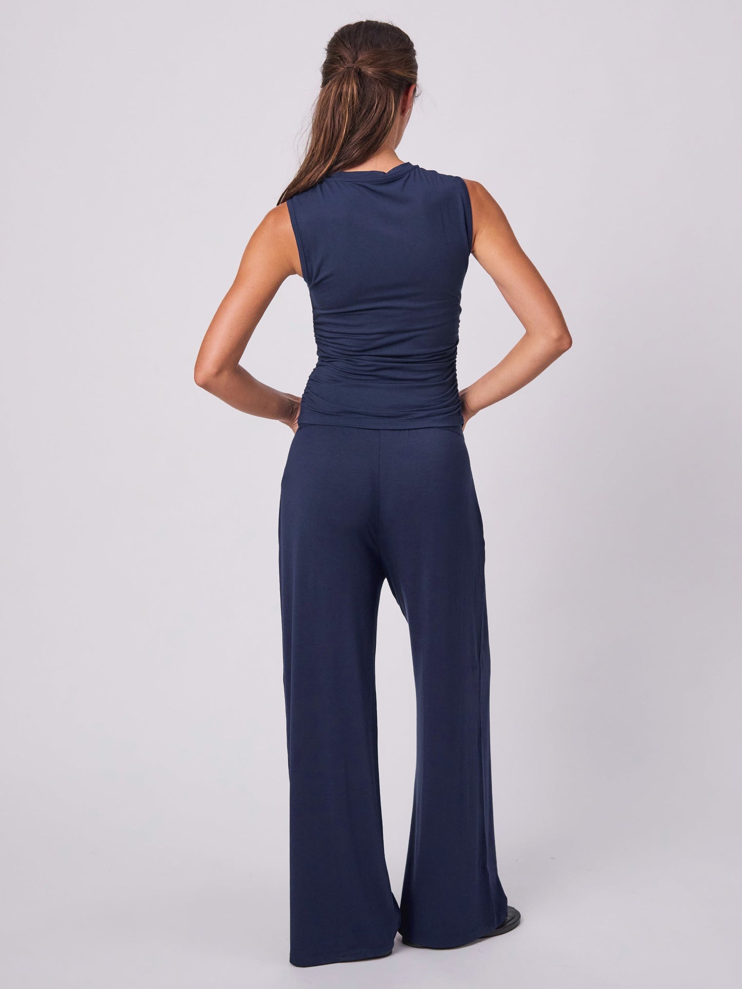 Modal Side Rouch Tee - Navy