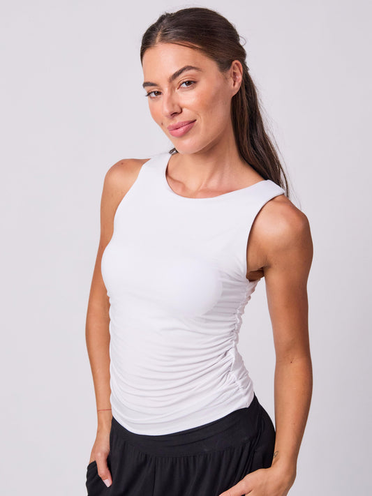 Modal Side Rouch Tee - White