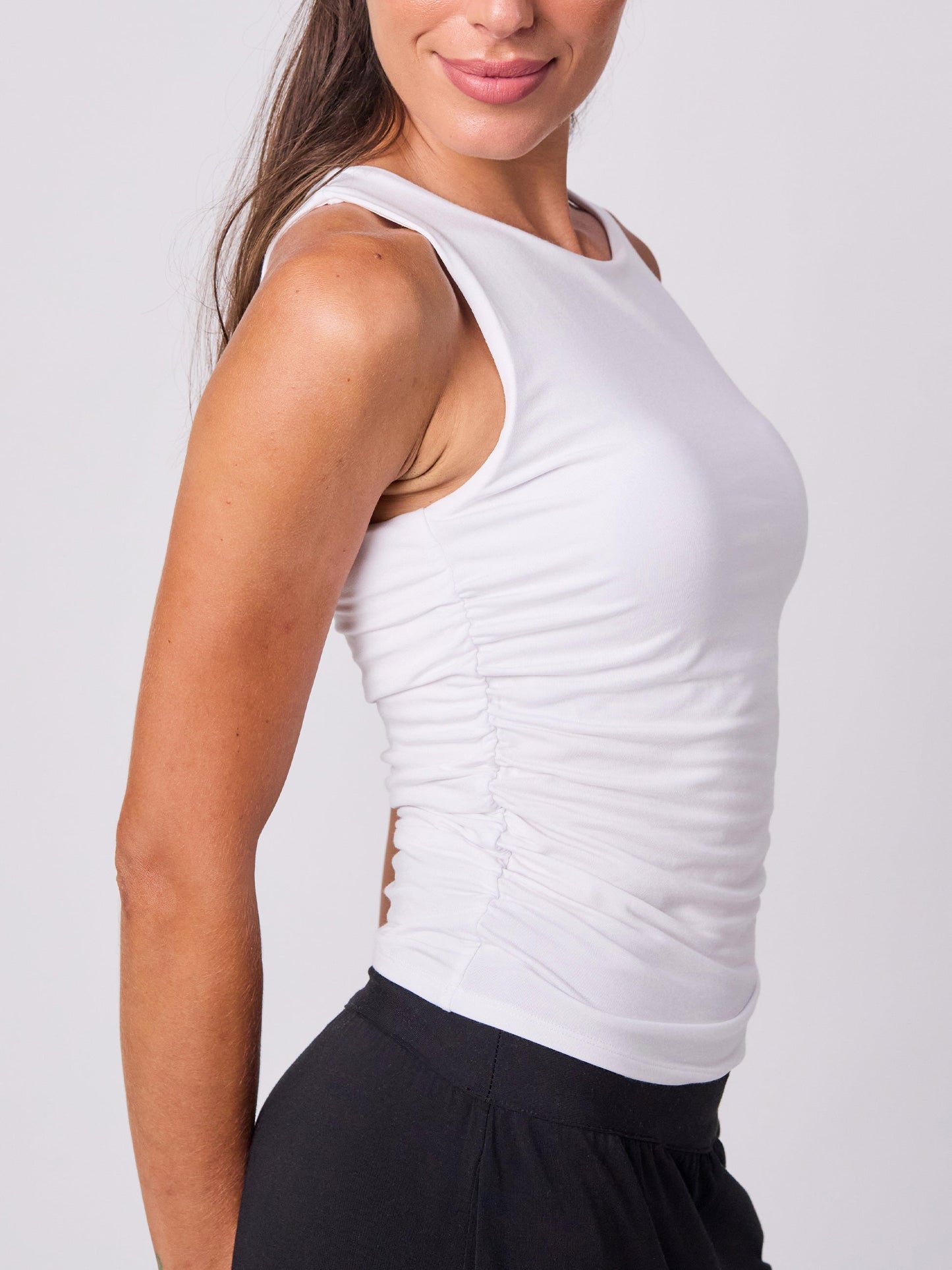 Modal Side Rouch Tee - White