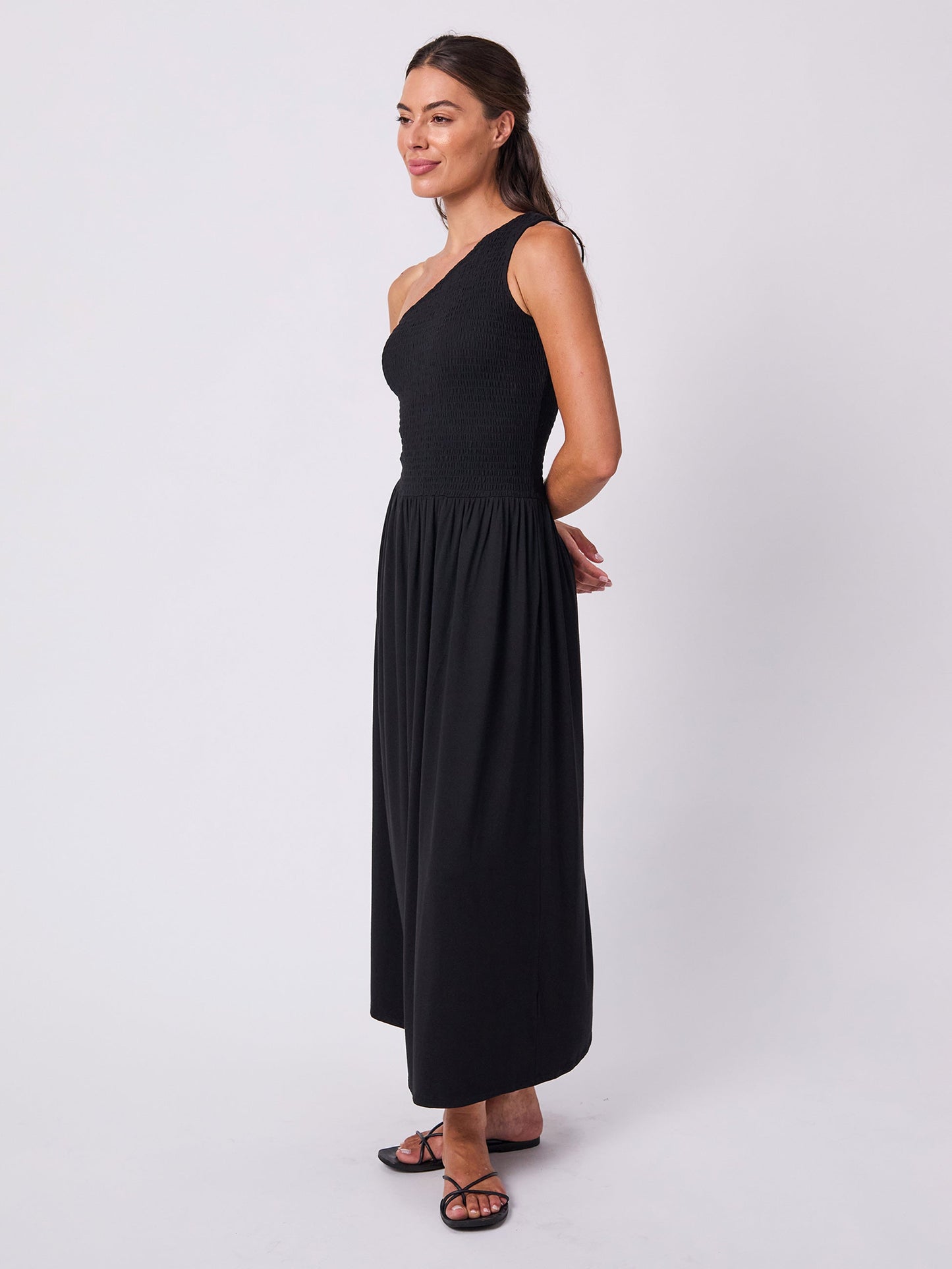 Valencia Shirred Dress - Black