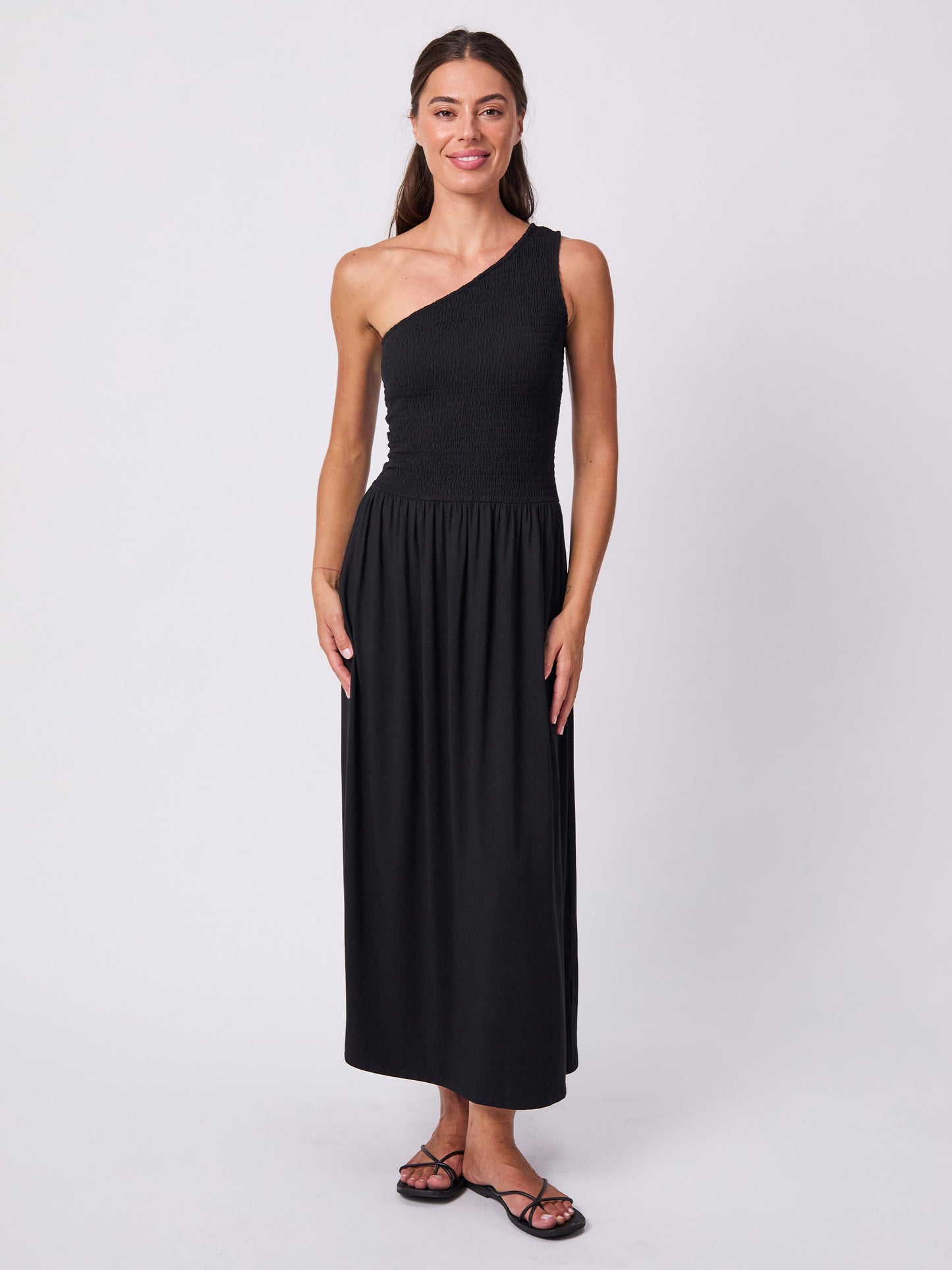 Valencia Shirred Dress - Black