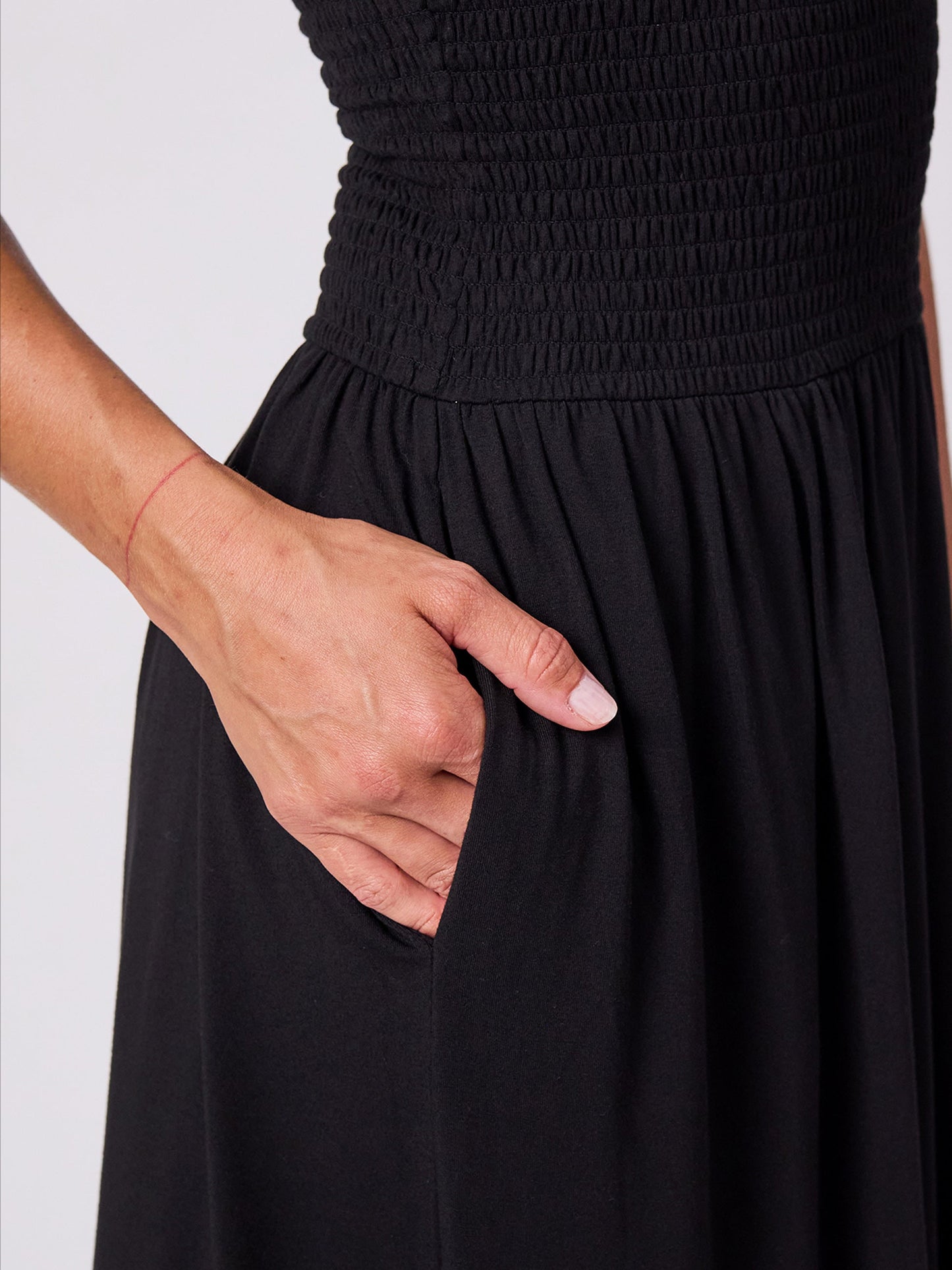 Valencia Shirred Dress - Black