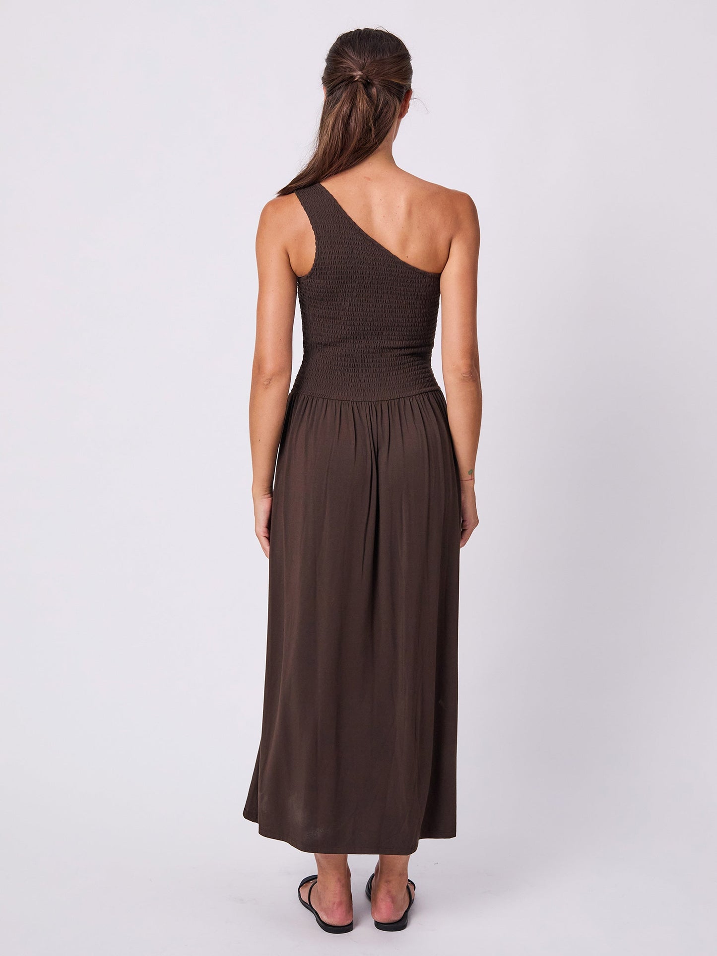 Valencia Shirred Dress - Coffee Bean