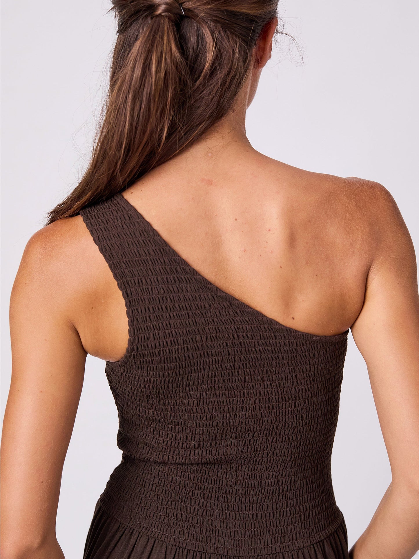 Valencia Shirred Dress - Coffee Bean