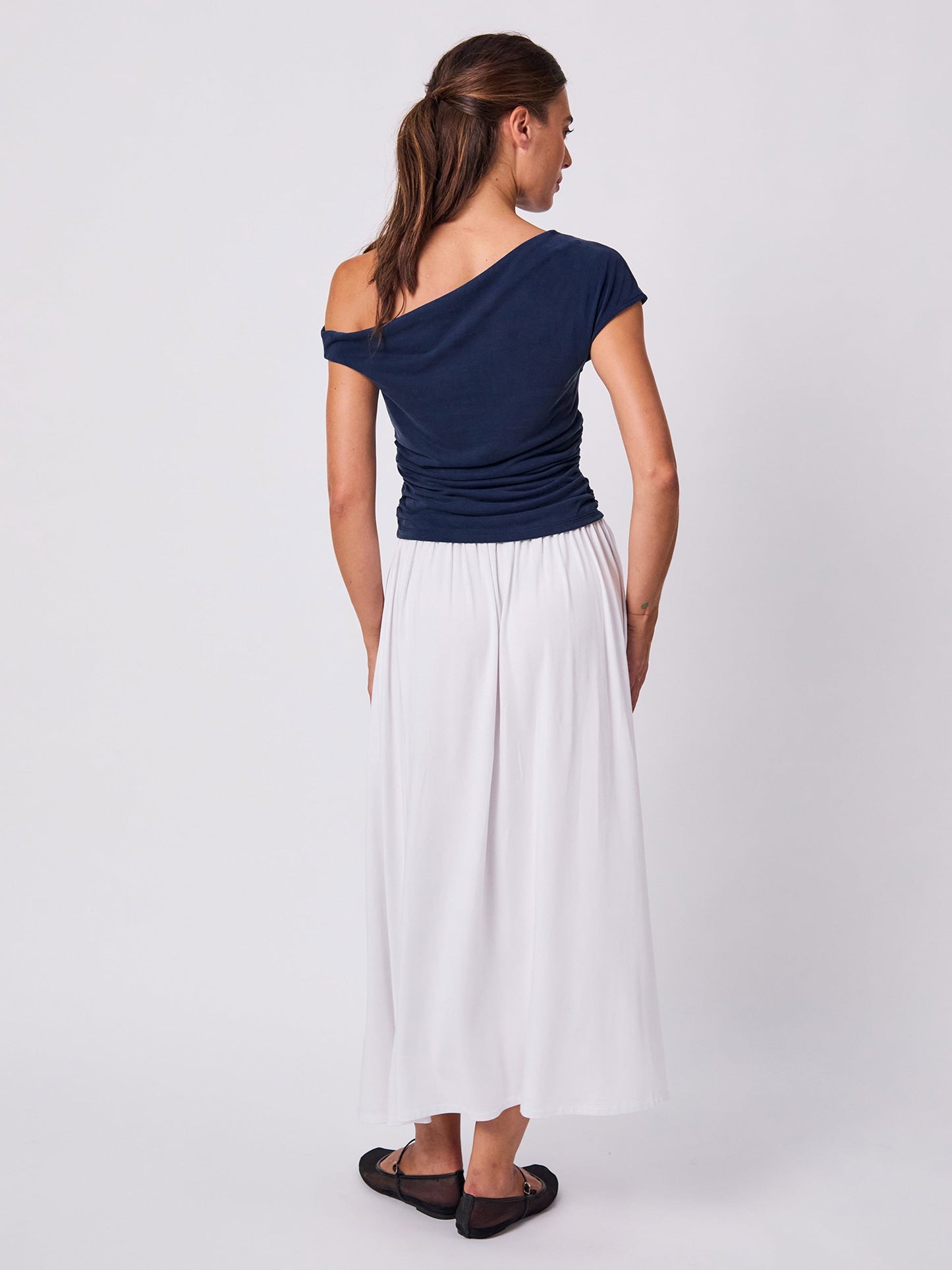 Cupro Asymertic Top - Navy