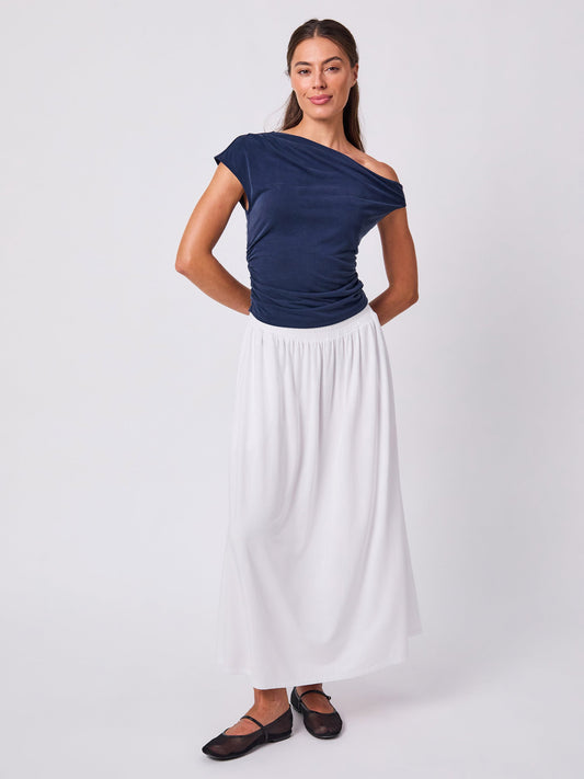 Cupro Asymertic Top - Navy