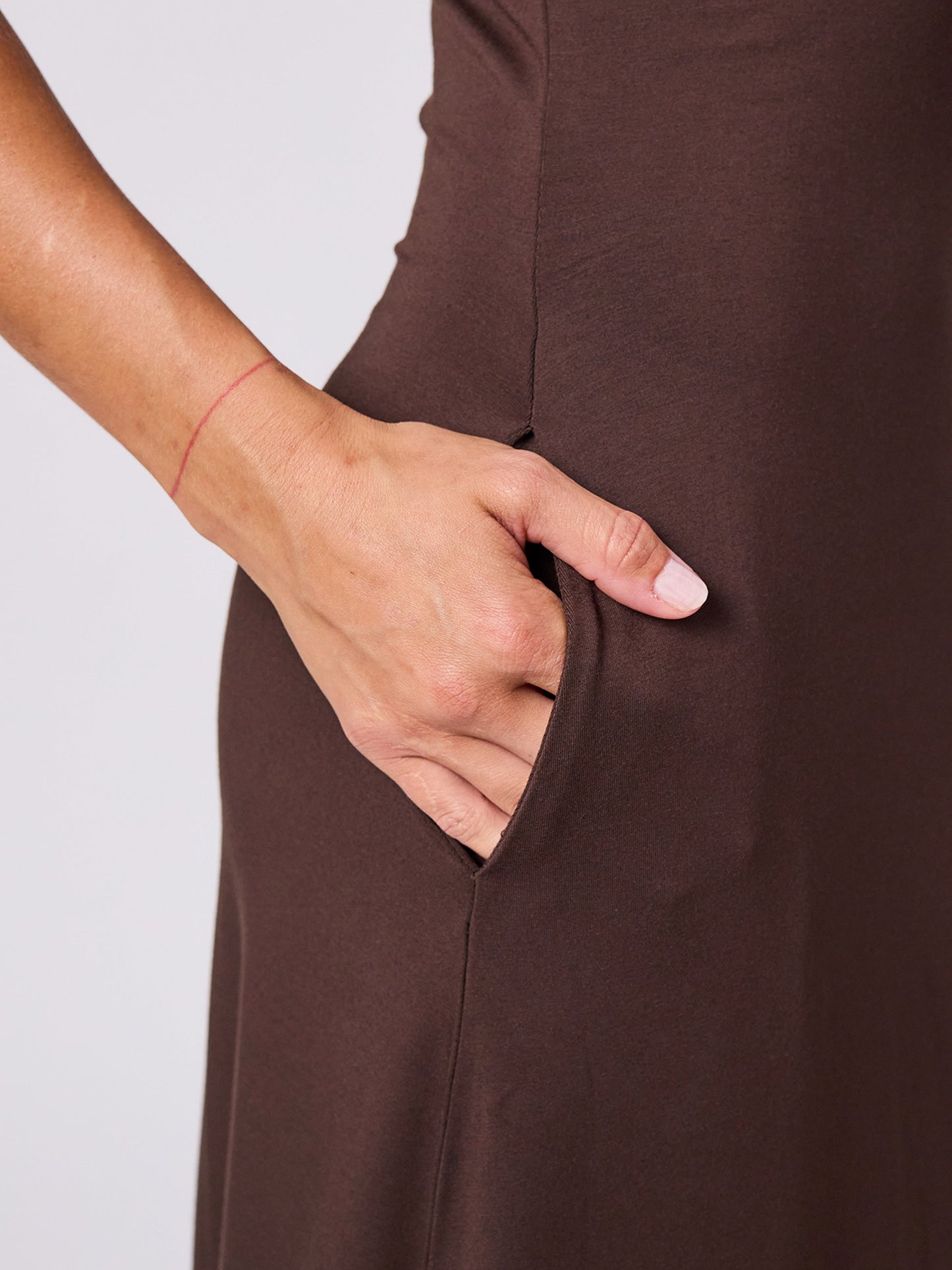 V Neck Maxi Dress - Coffee Bean