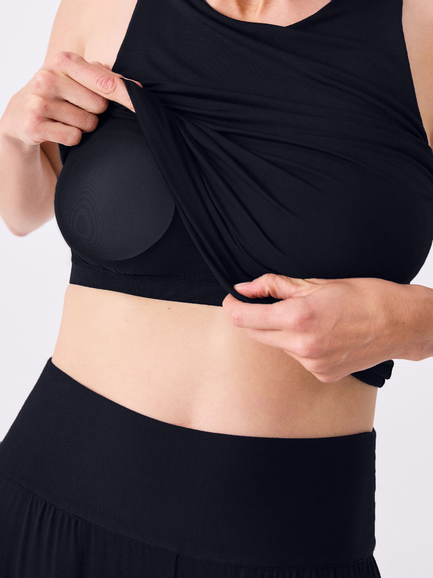 Modal Side Rouch Tee - Black