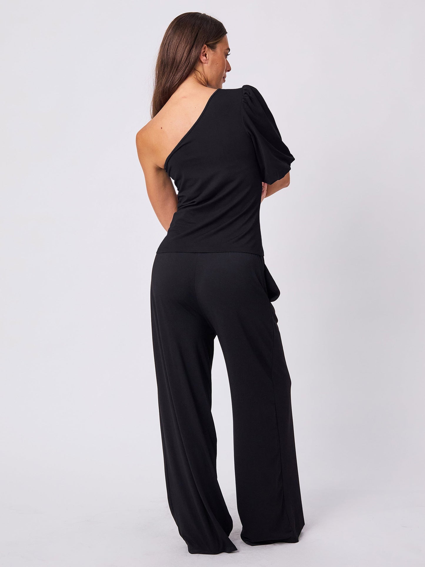 One Shoulder Bell Sleeve Top - Black