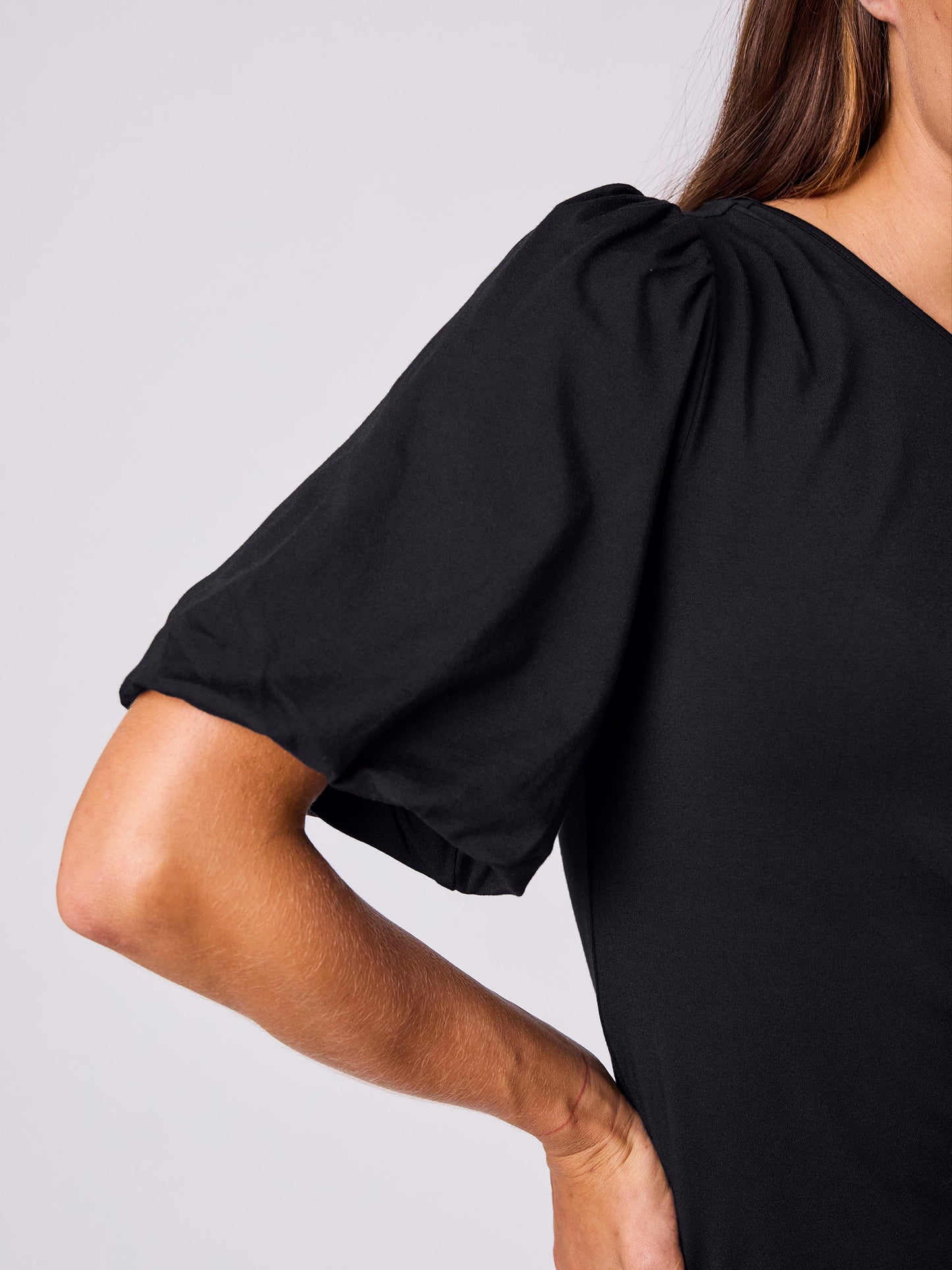 One Shoulder Bell Sleeve Top - Black