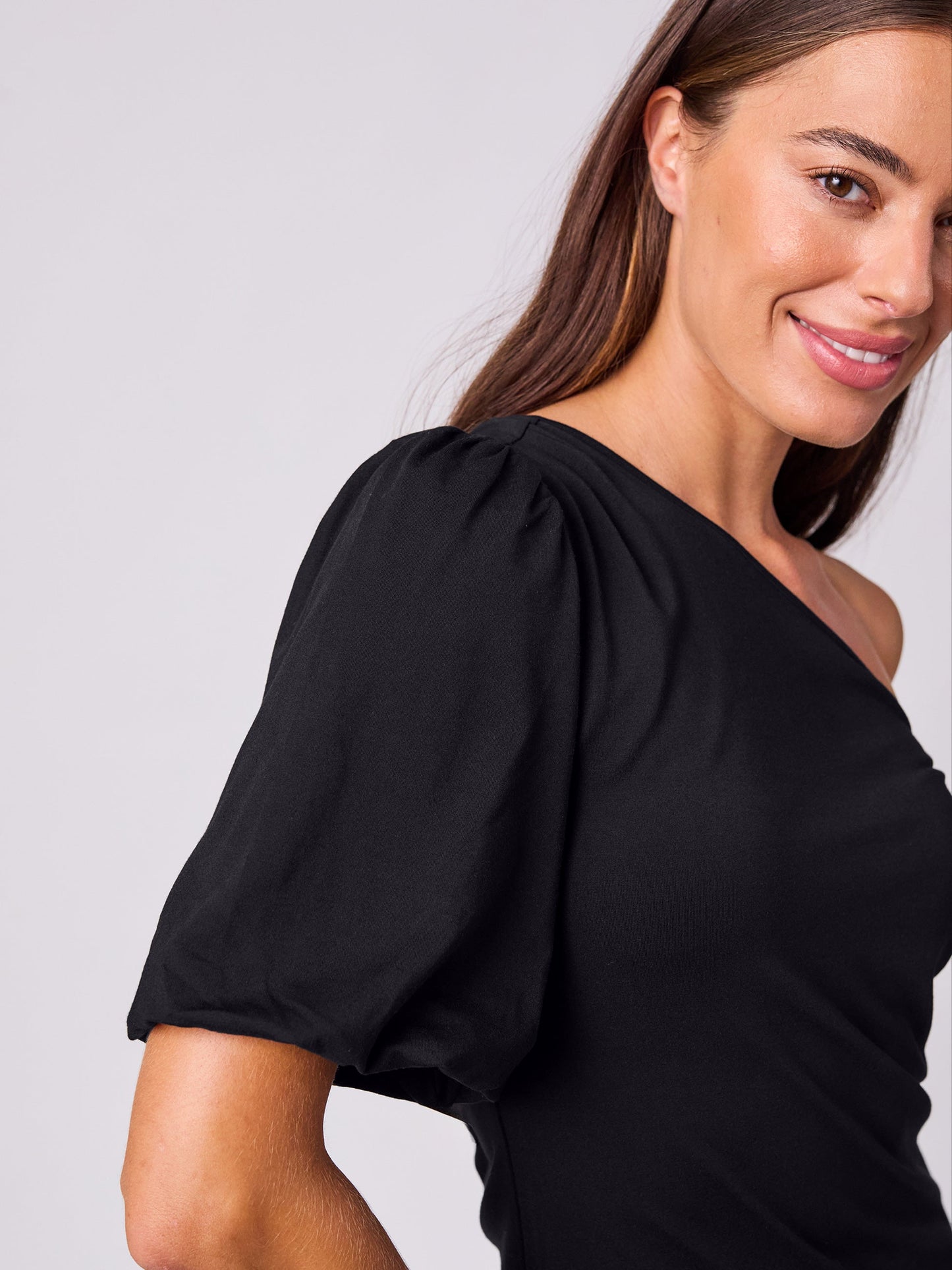 One Shoulder Bell Sleeve Top - Black