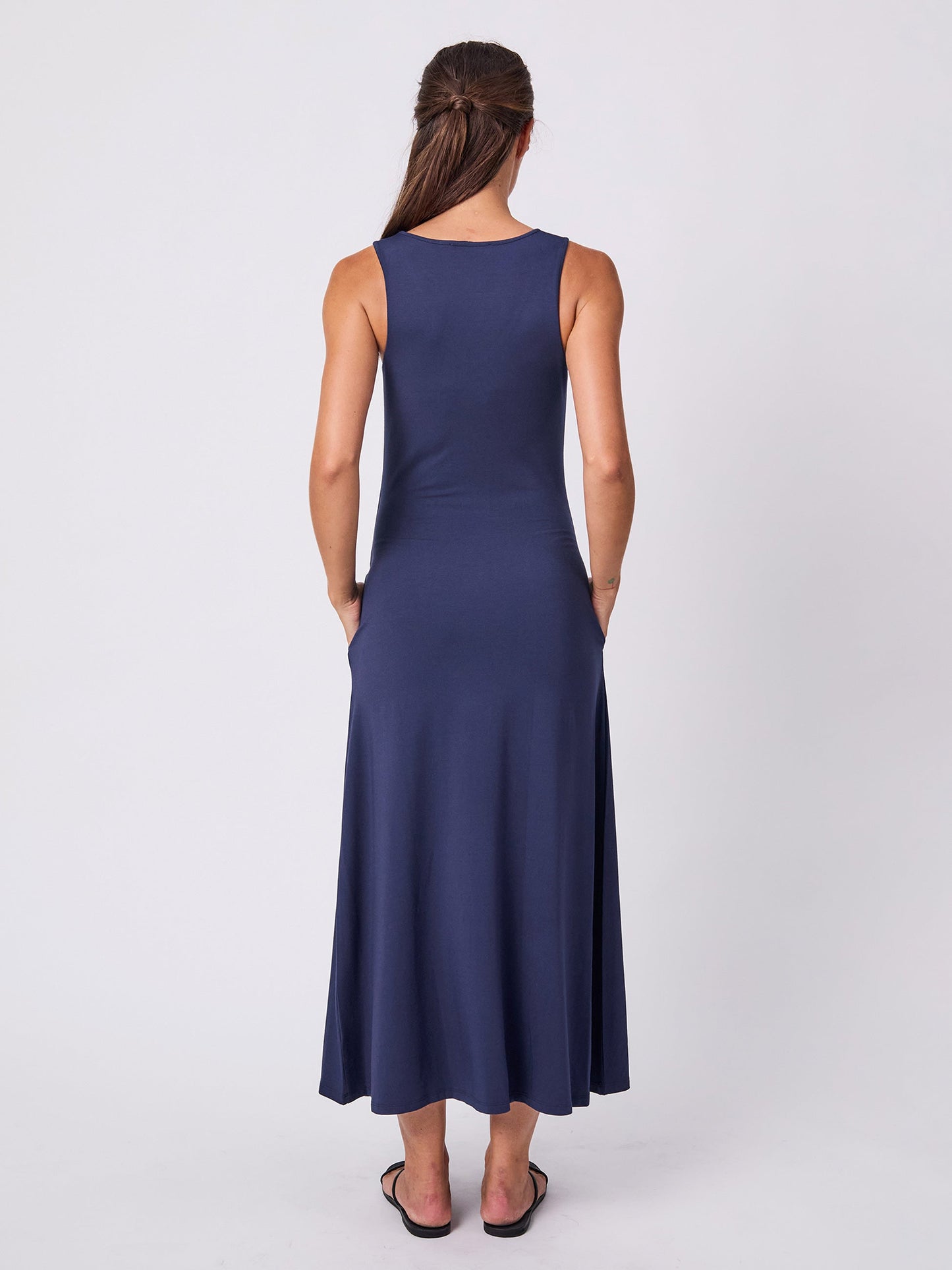 V Neck Maxi Dress - Navy