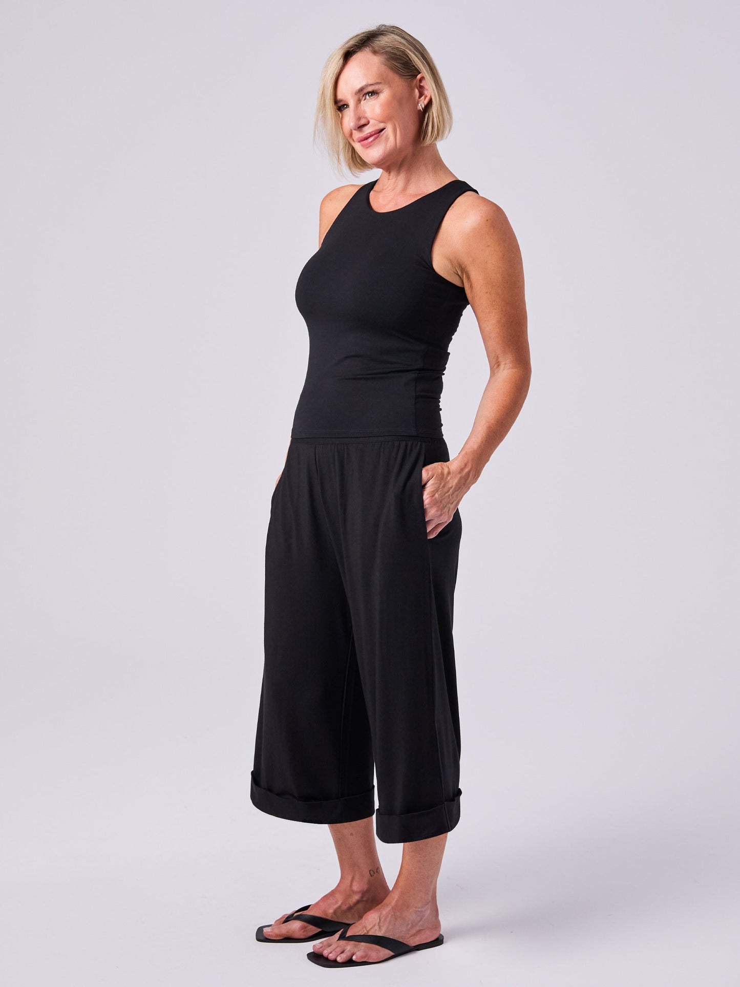 Wide Leg Culottes - Black