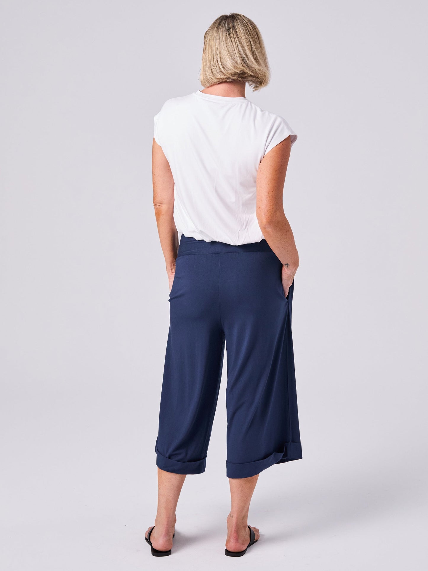 Wide Leg Culottes - Navy
