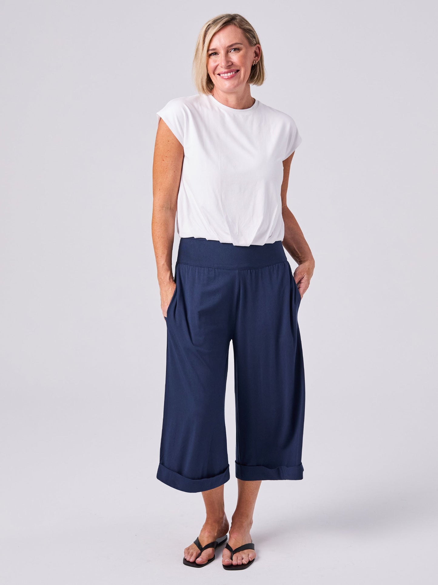 Wide Leg Culottes - Navy