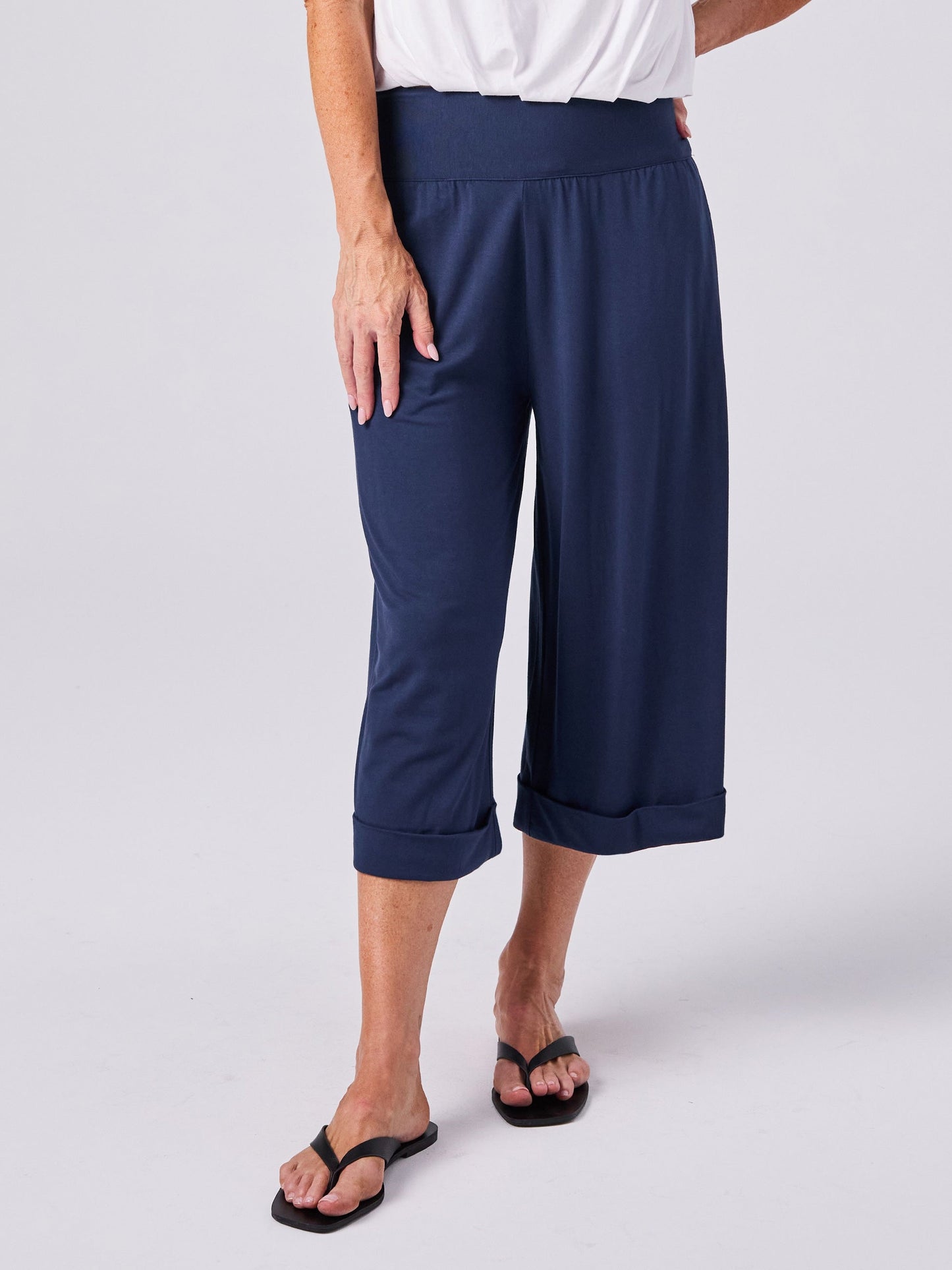 Wide Leg Culottes - Navy