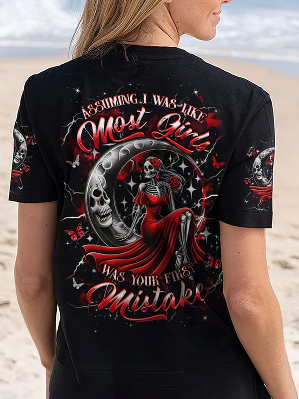 Women's Dark Style Skull Dark Style Printed Short Sleeve T-shirt