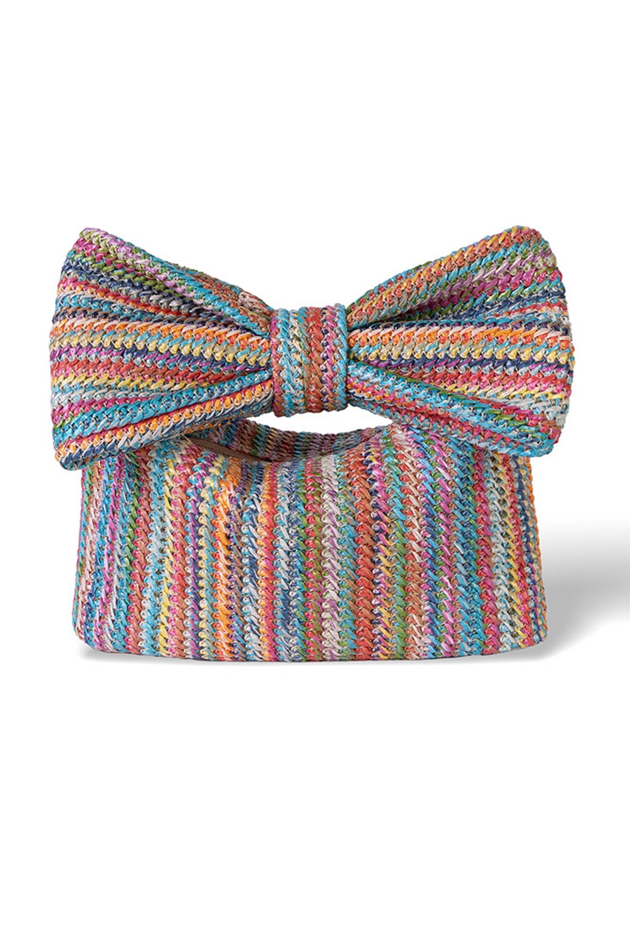 Bow Hand Made Straw Woven Clutch
