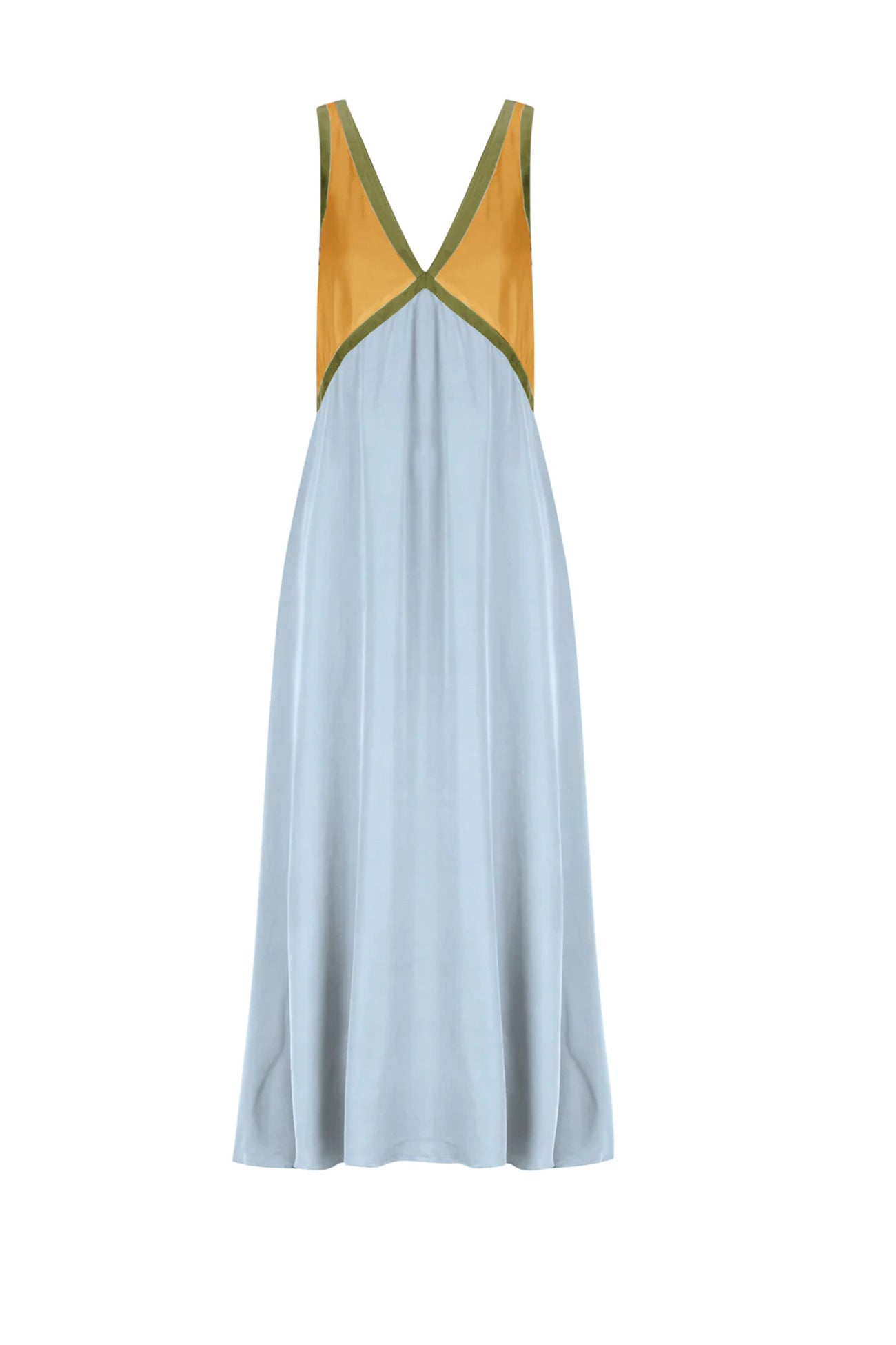 Contrast V Neck Sleeveless Maxi Dress