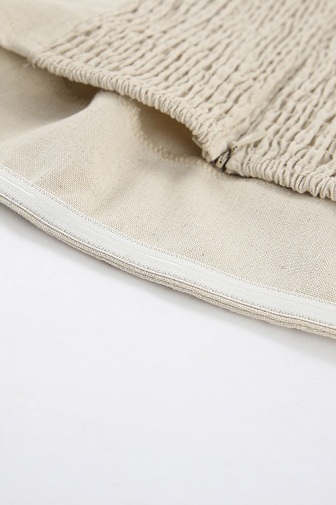 Cotton Linen Smocked Strapless Dress