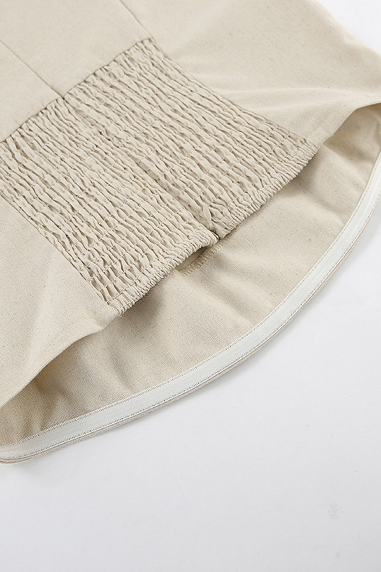 Cotton Linen Smocked Strapless Dress