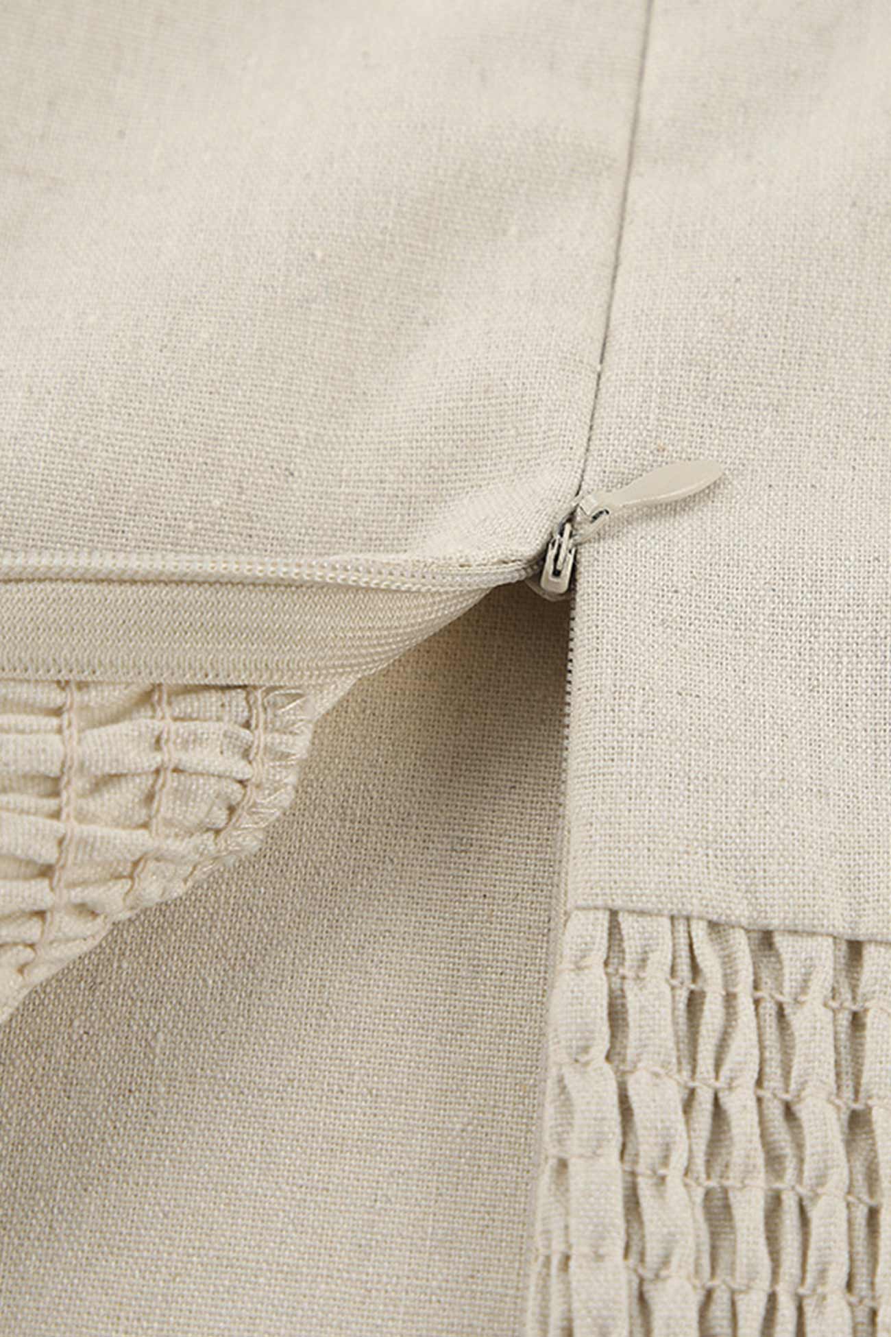 Cotton Linen Smocked Strapless Dress